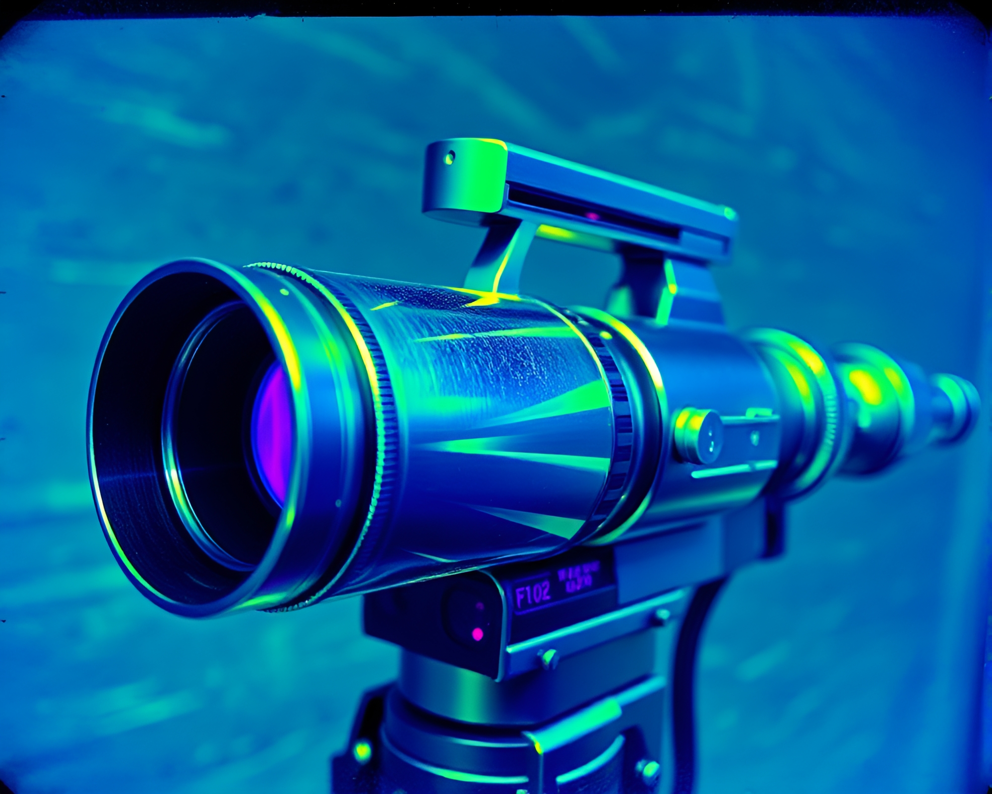 Vintage Telescope with Thermal Imaging Foil Stamp – free AI stock image