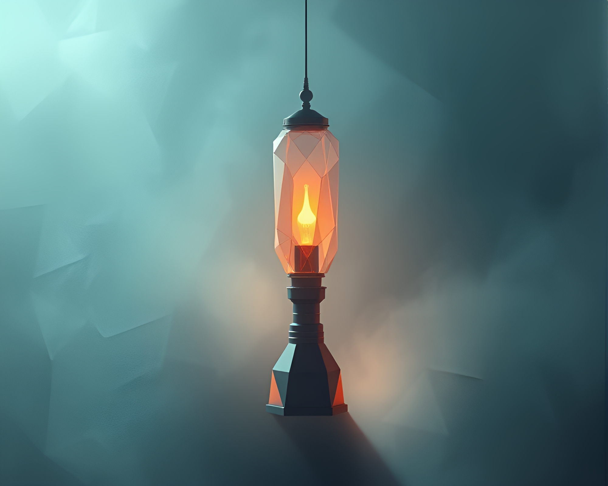 Futuristic Geometric Lamp in Misty Air Illustration – free AI stock image
