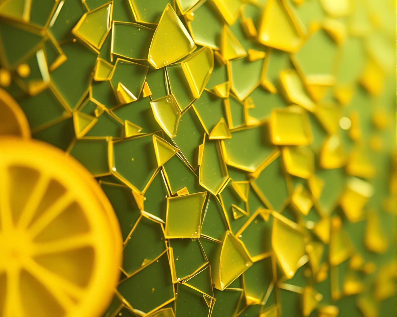 Colorful broken pieces forming a futuristic smart lens art