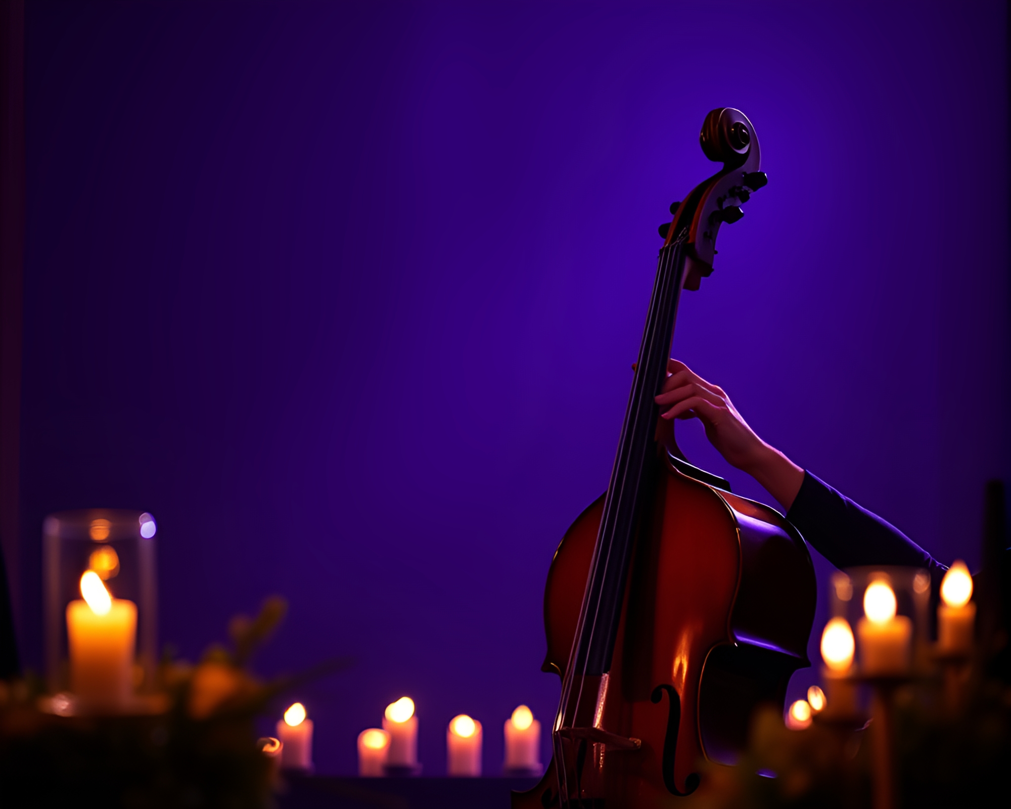 Elegant Cello Player in Candlelit Room – free AI stock image