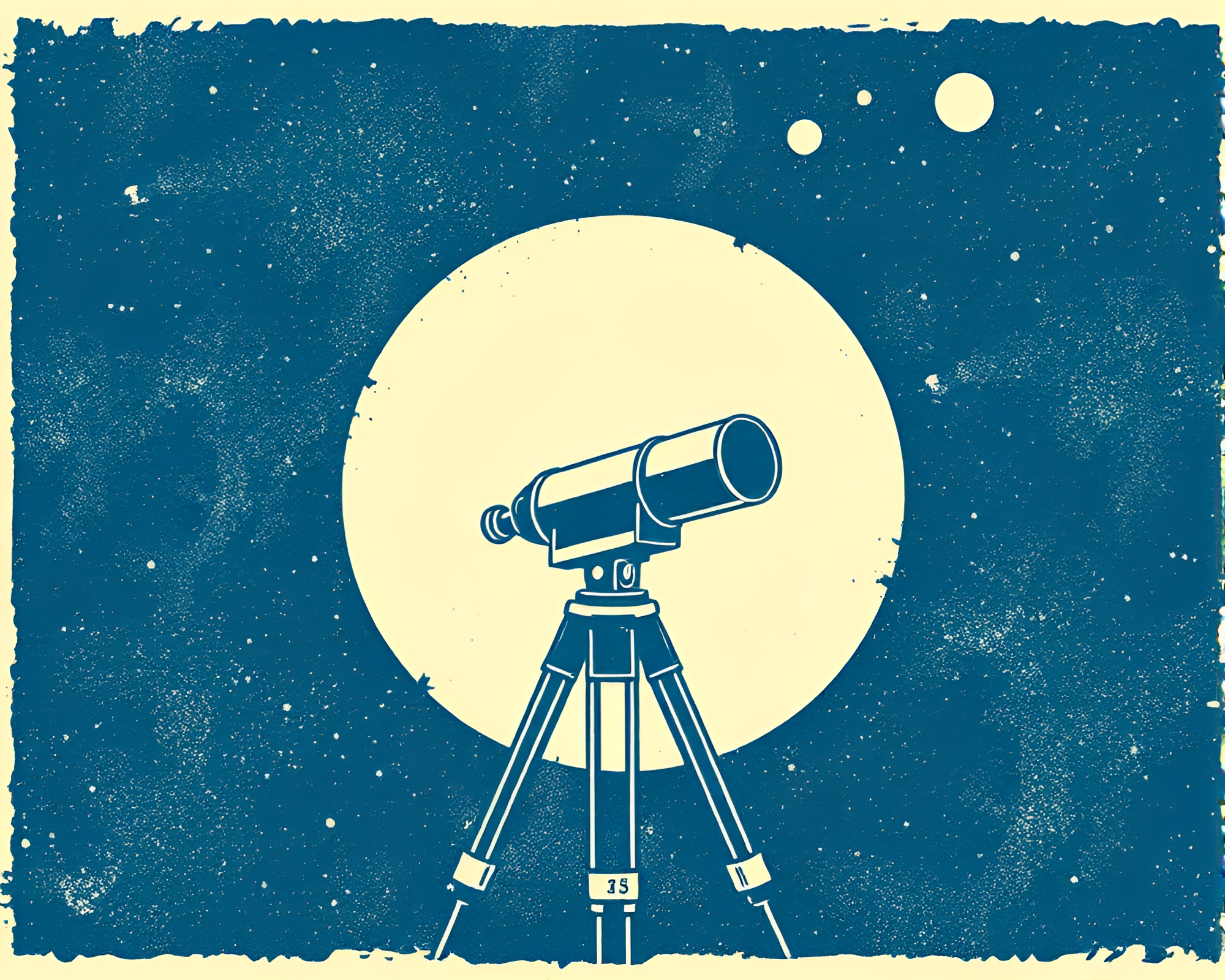 Vintage Telescope Midnight Arctic Exploration Illustration – free AI stock image