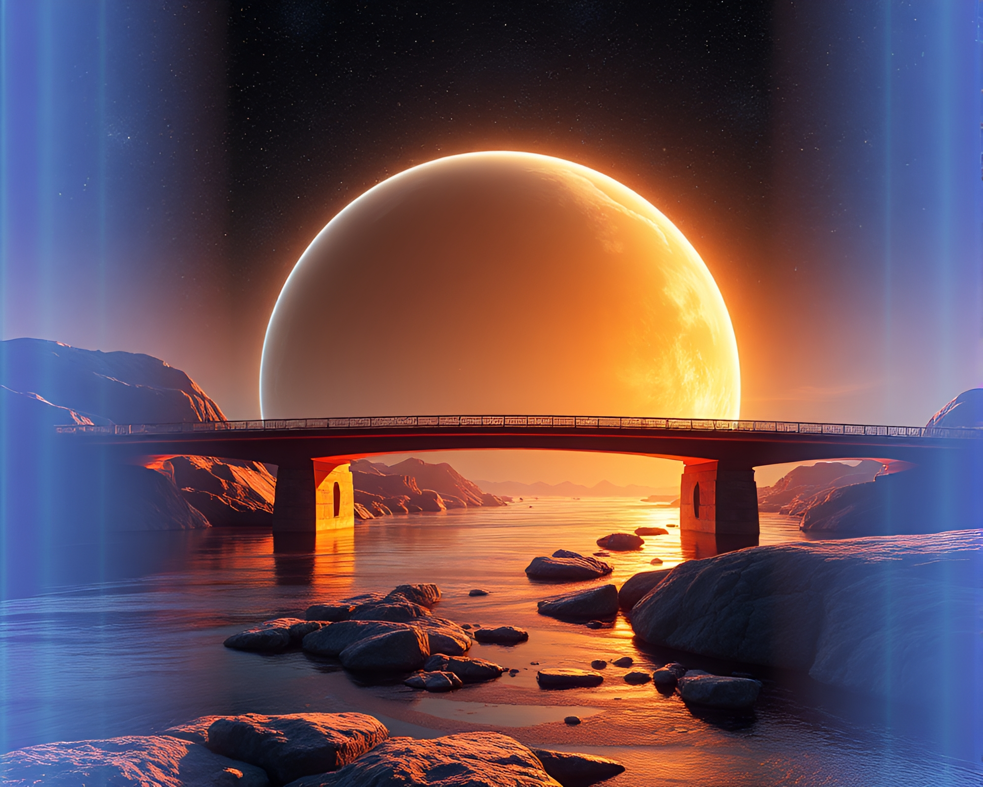 Planetary Bridge Frame with Real-Time Ray Tracing – free AI stock image
