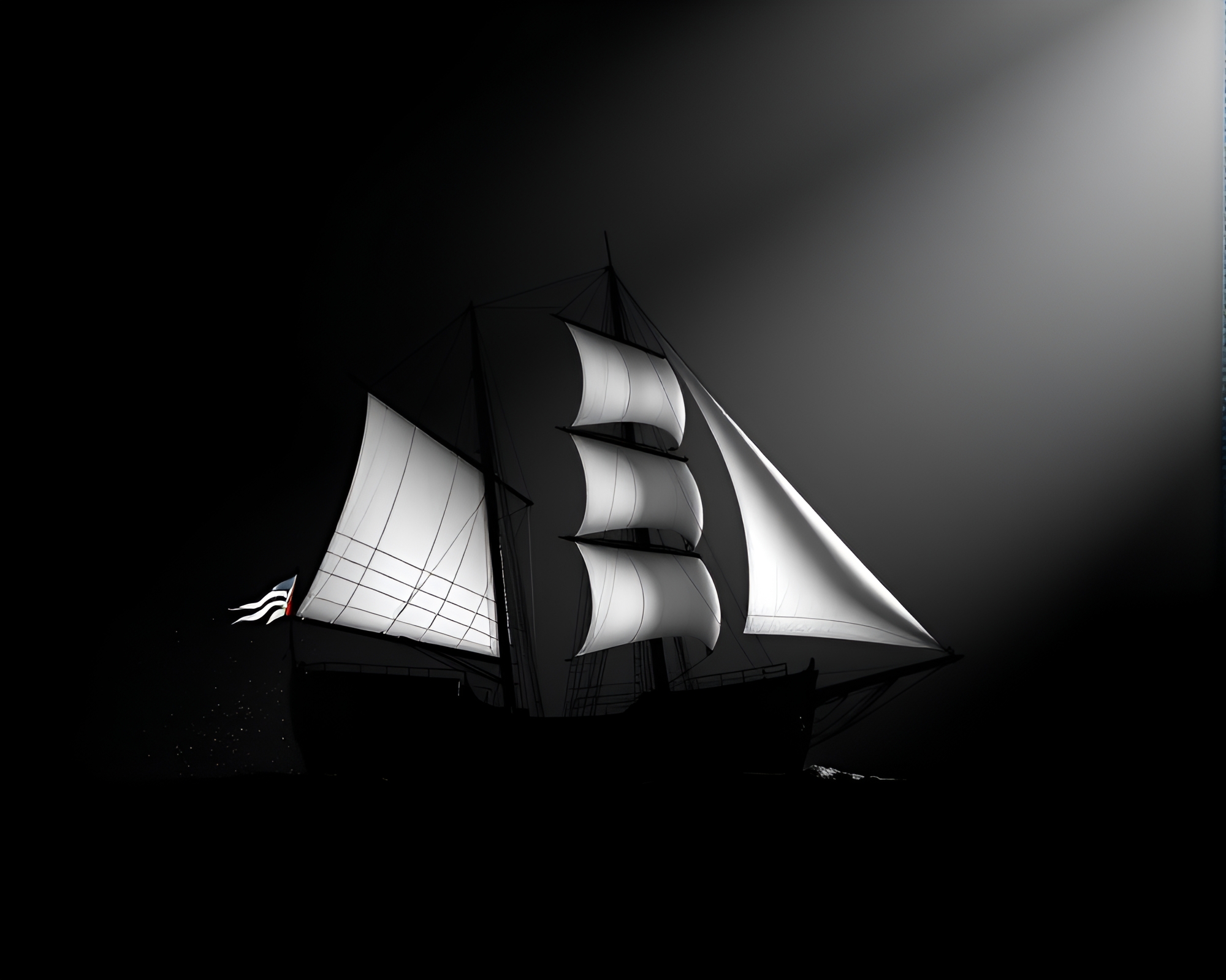 Vector Art of Classic Sailing Ship in Negative Space – free AI stock image