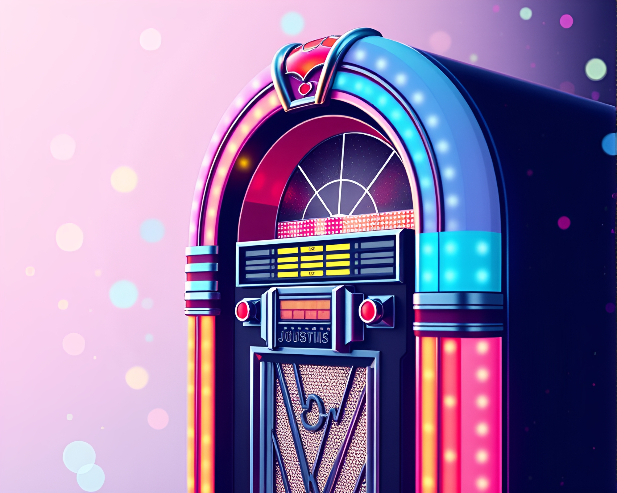 Retro Jukebox Pointillism Composition – free AI stock image