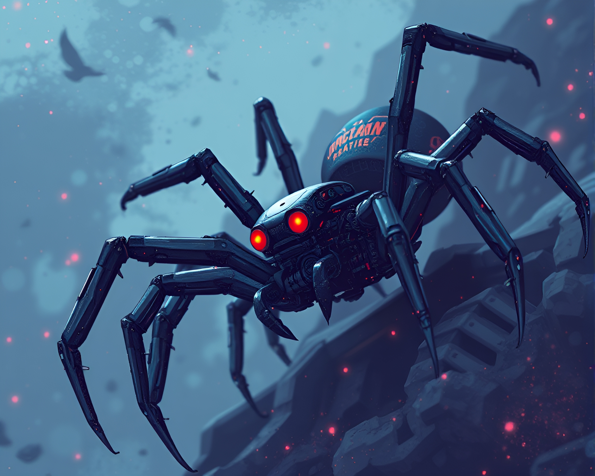 Mechanical Spider in Pixelated Manga Dream – free AI stock image