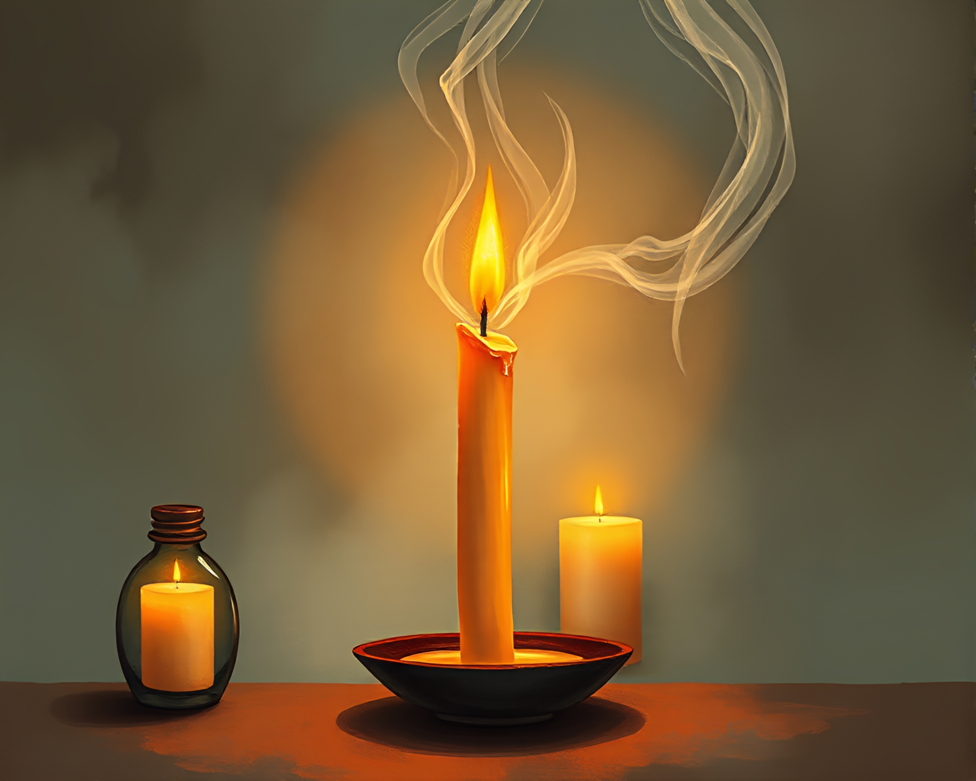 Ethereal Oasis: CandleSmoke Fashion Illustration – free AI stock image