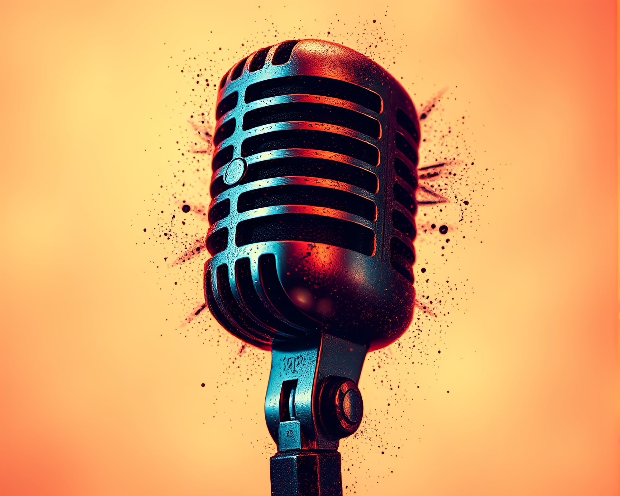 Dreamy Microphone Dust Overlay in Splatter Art – free AI stock image