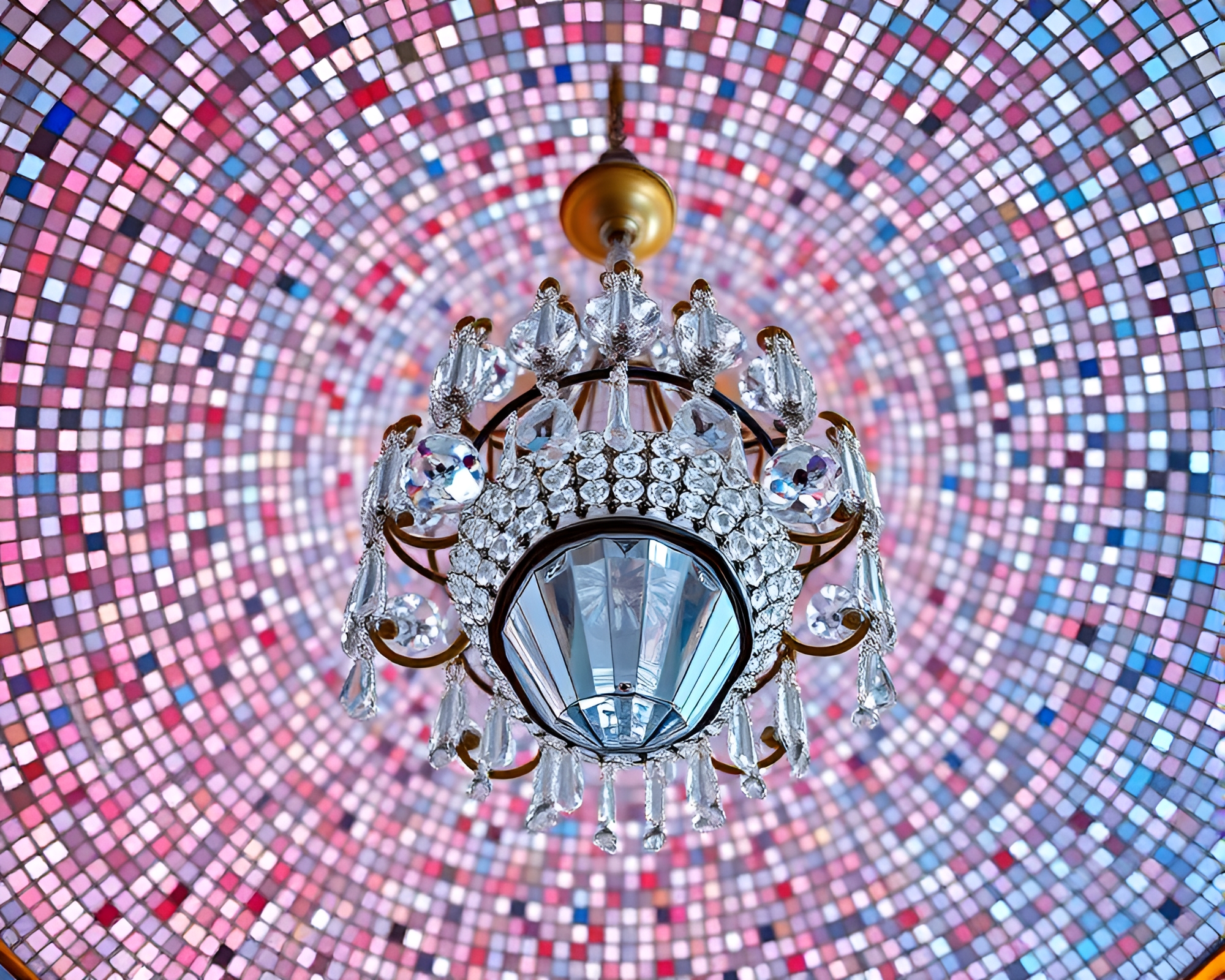 Glistening Crystal Chandelier Mosaic – free AI stock image