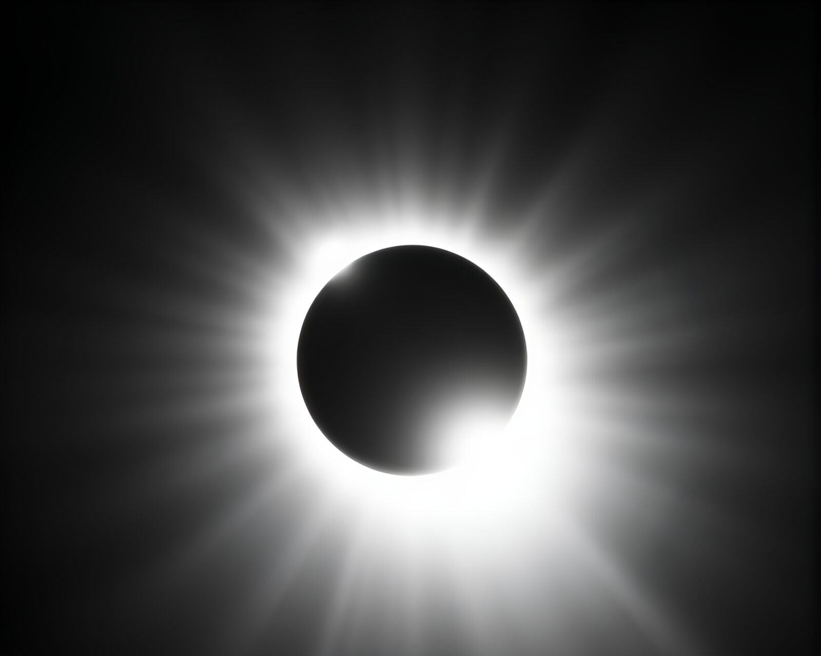 Medium shot of solar eclipse in high-contrast double exposure