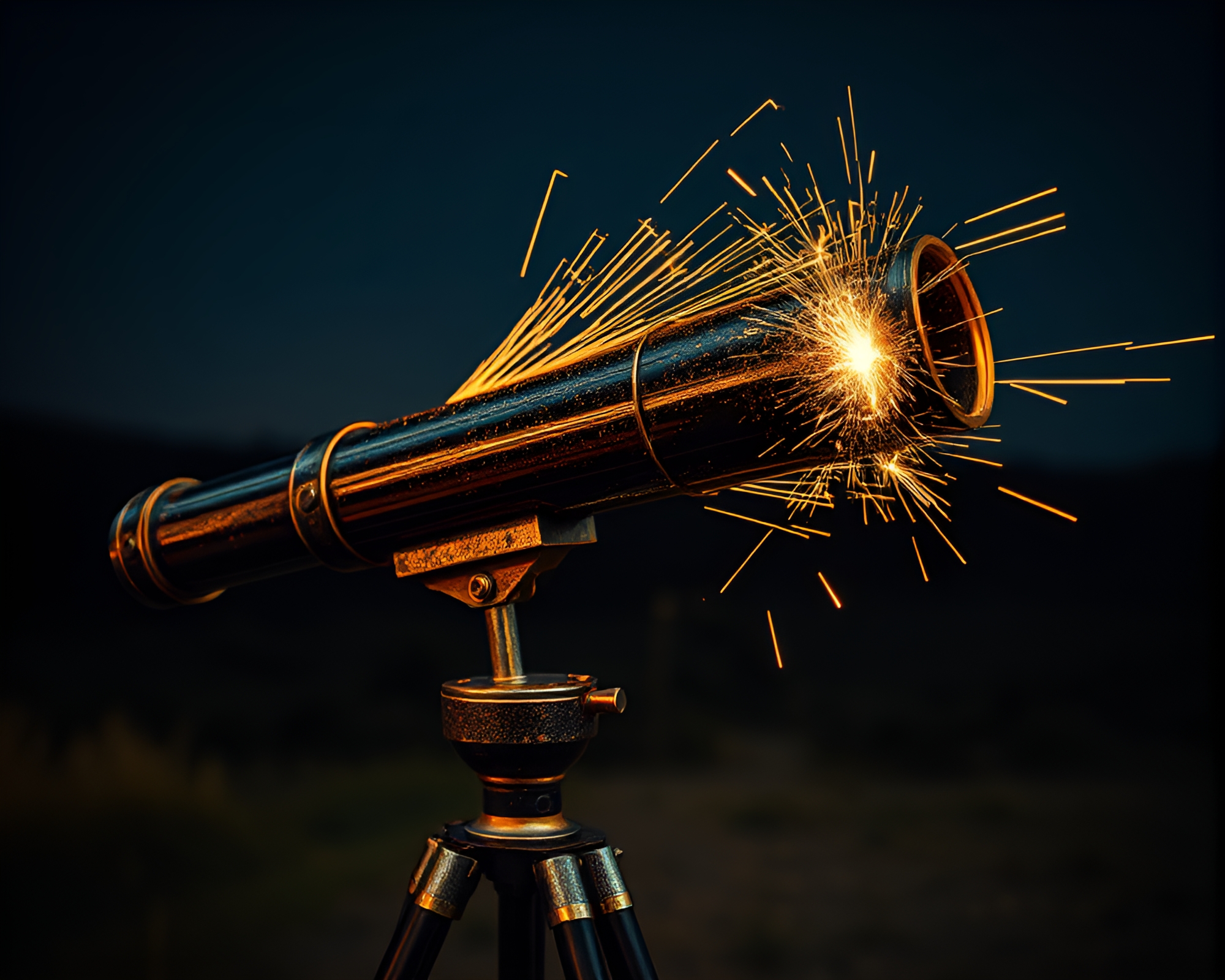 Vintage Telescope Sparkler Trails – free AI stock image