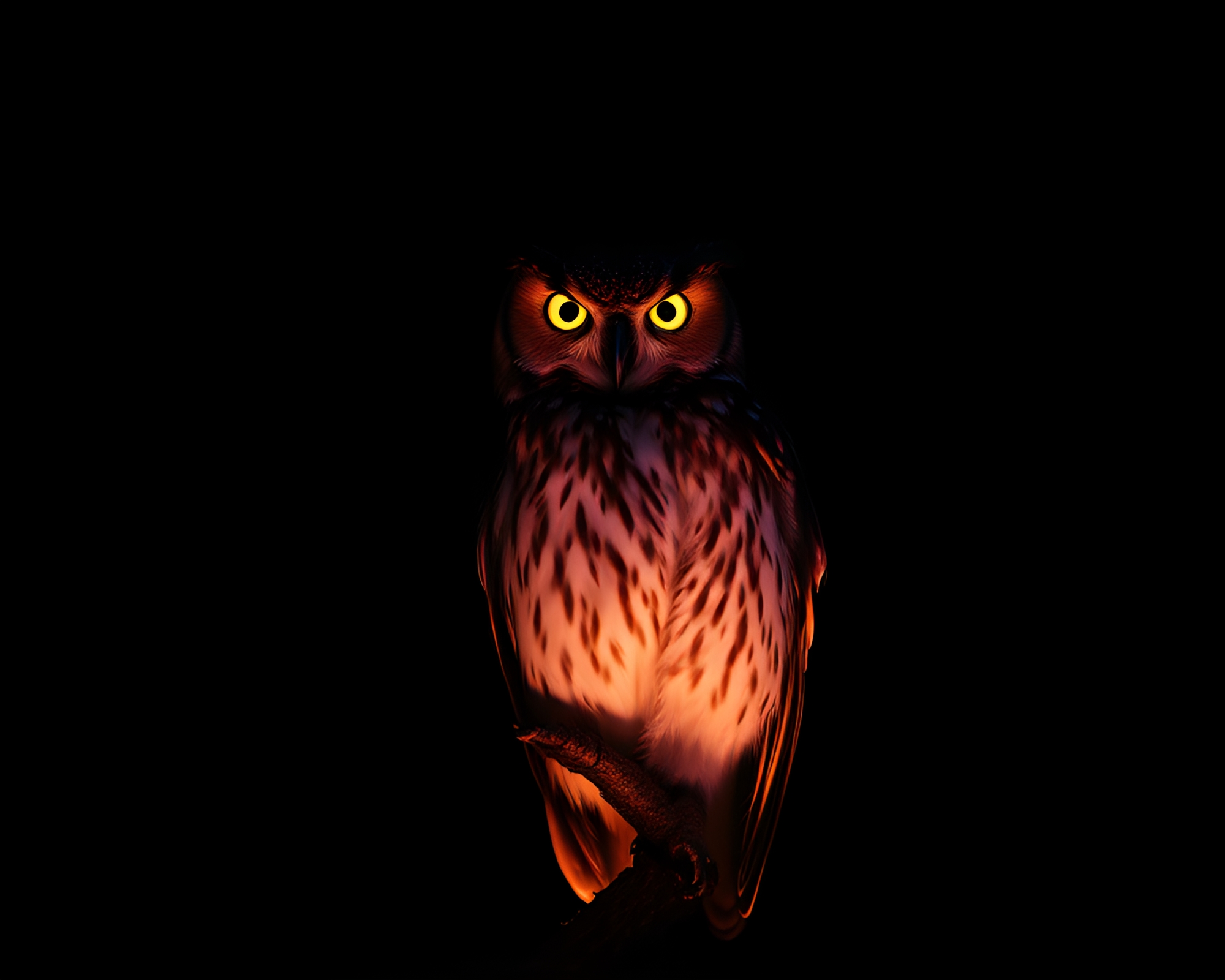 Enchanting Ultraviolet Owl Illuminated by Torchlight – free AI stock image