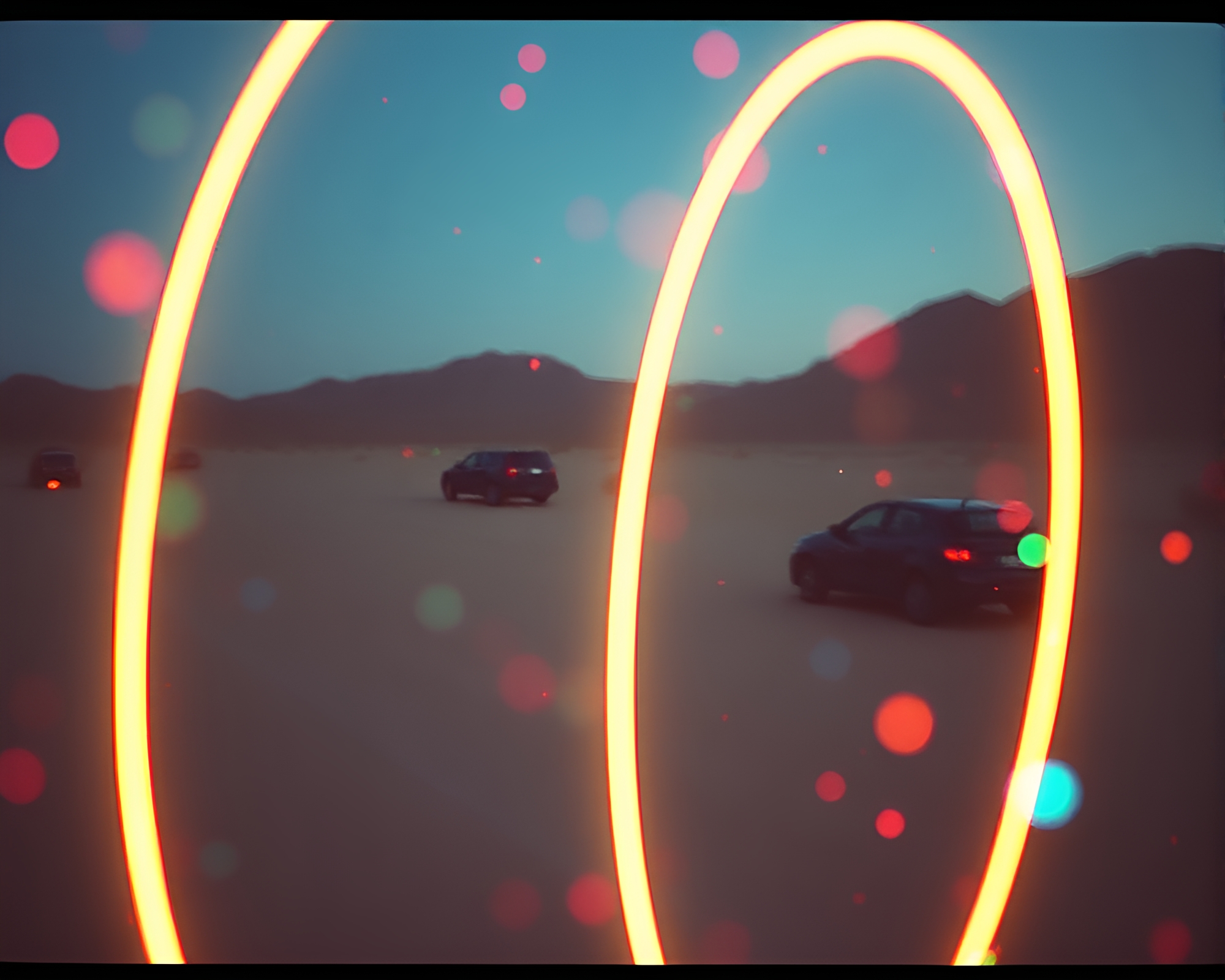 Neon Desert Mirage: Holographic Graffiti – free AI stock image
