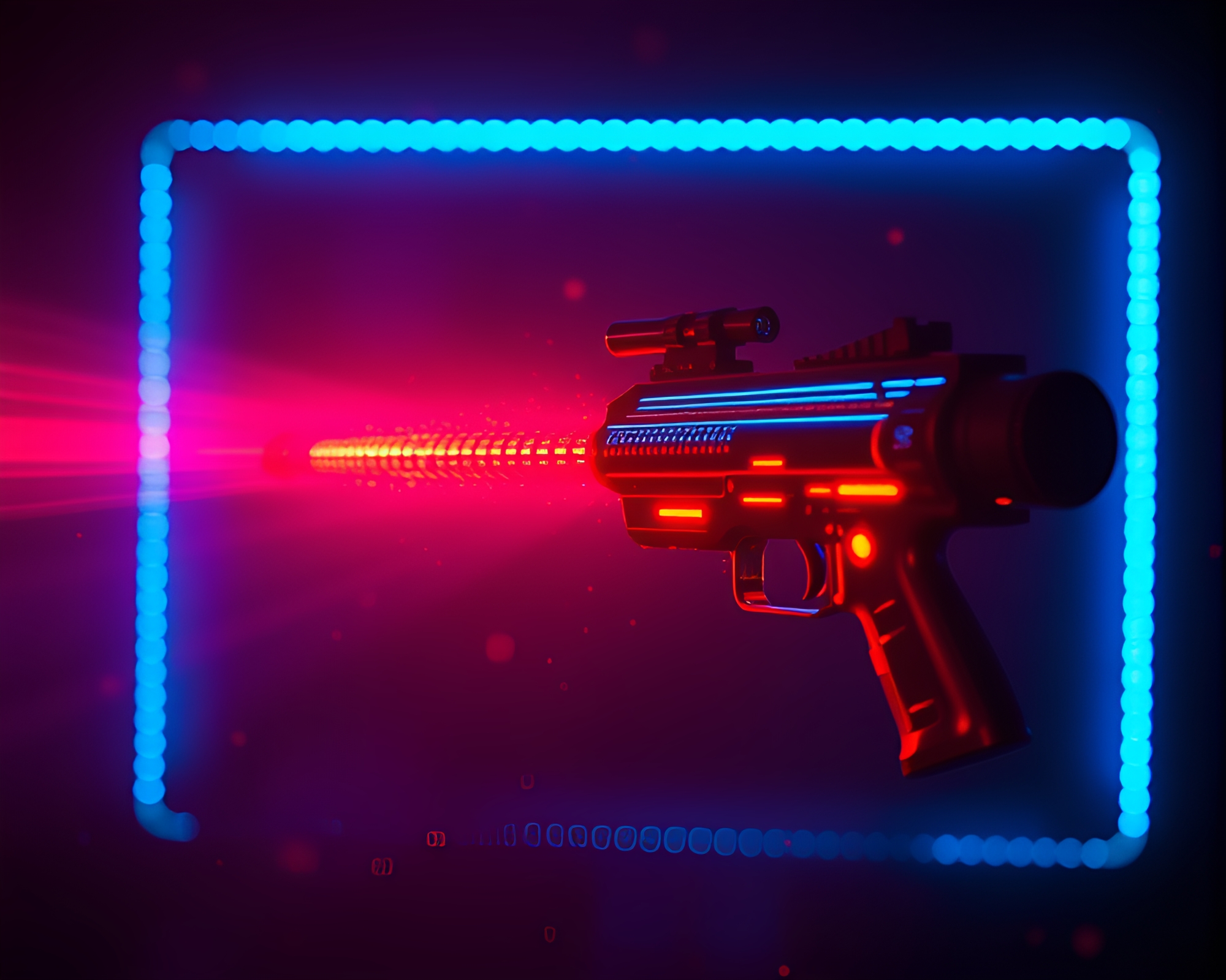 Plasma Rifle Battle in LED Mist – free AI stock image