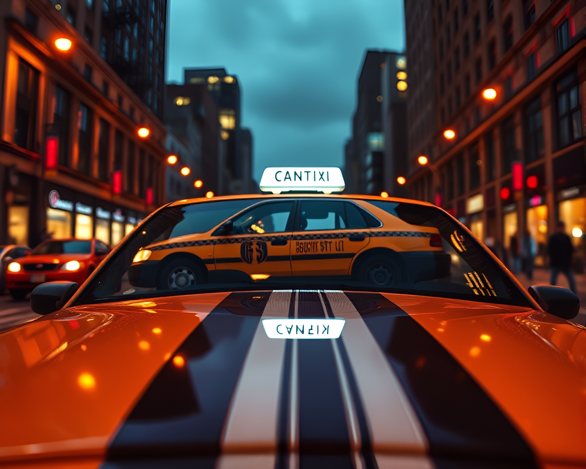 Futuristic Hover Taxi by Barcode Stripe Fireplace Light – free AI stock image