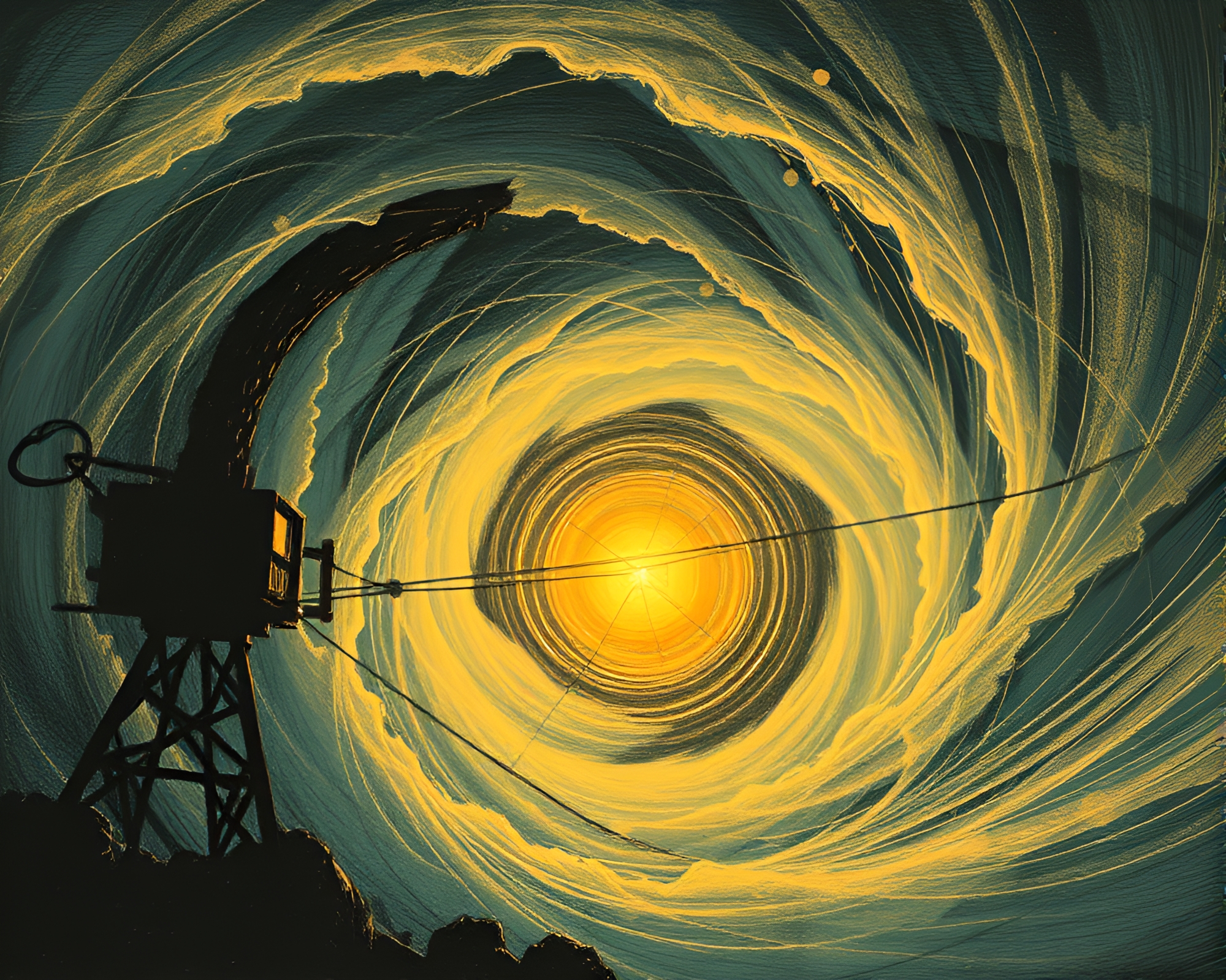 Mesmerizing Morse Code Vortex in Warm Sunlight – free AI stock image