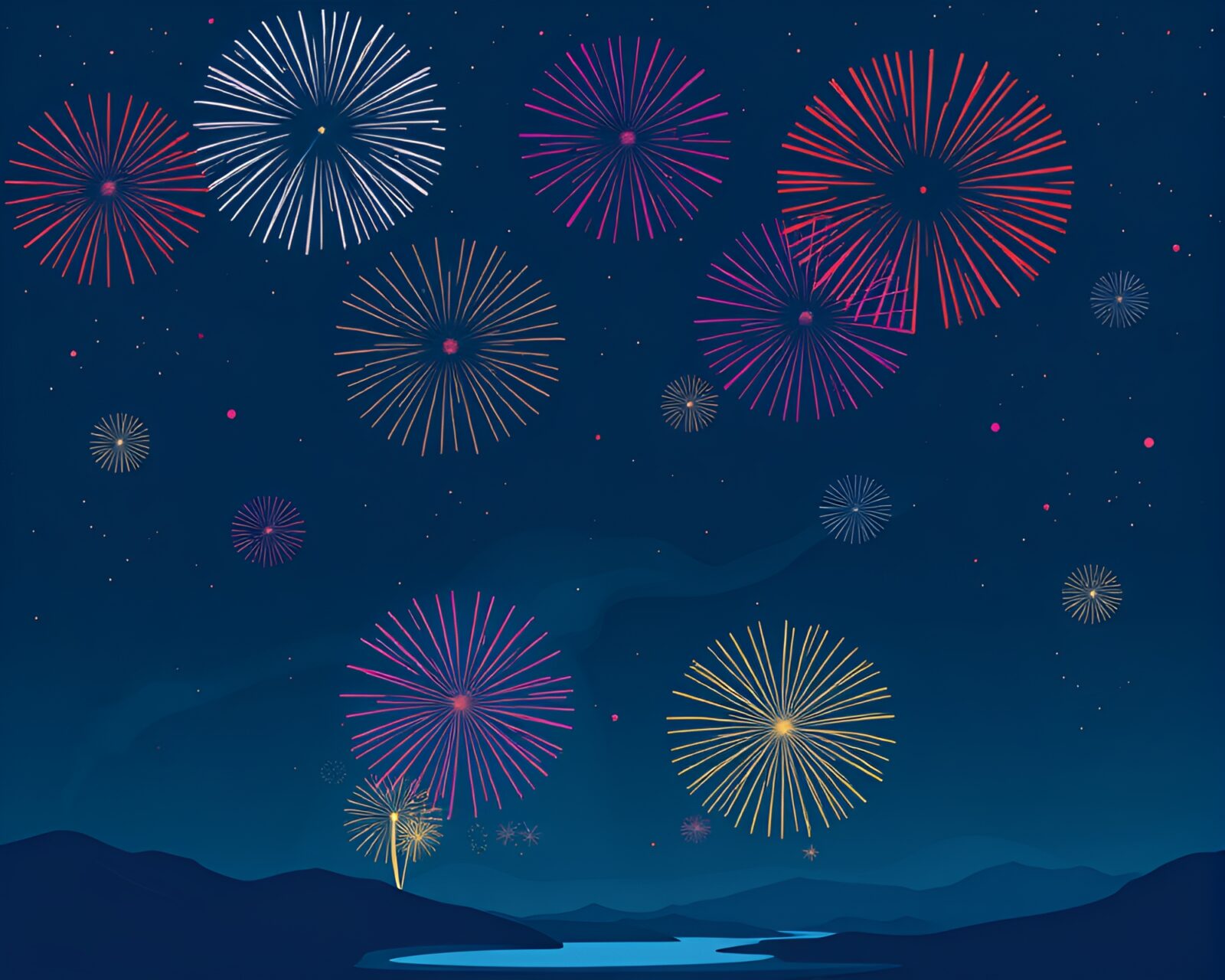 Bright fireworks over tower in starry milky way sky