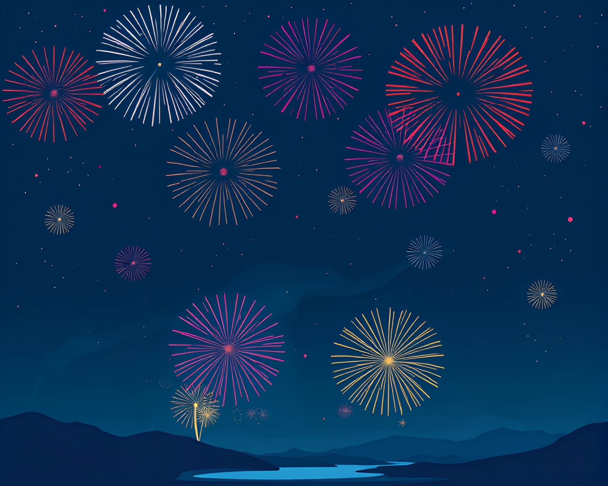 Tower Fireworks Illuminated by Milky Way in Flat Design – free AI stock image