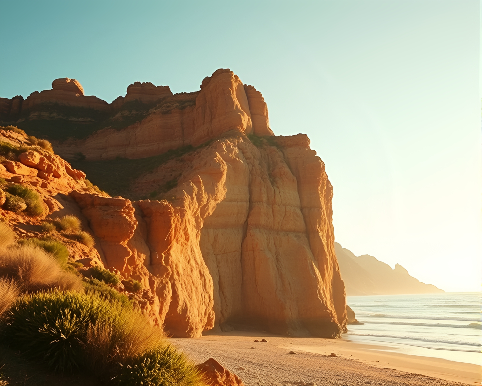 Golden Sands: Beach Sunset Cinemagraph – free AI stock image