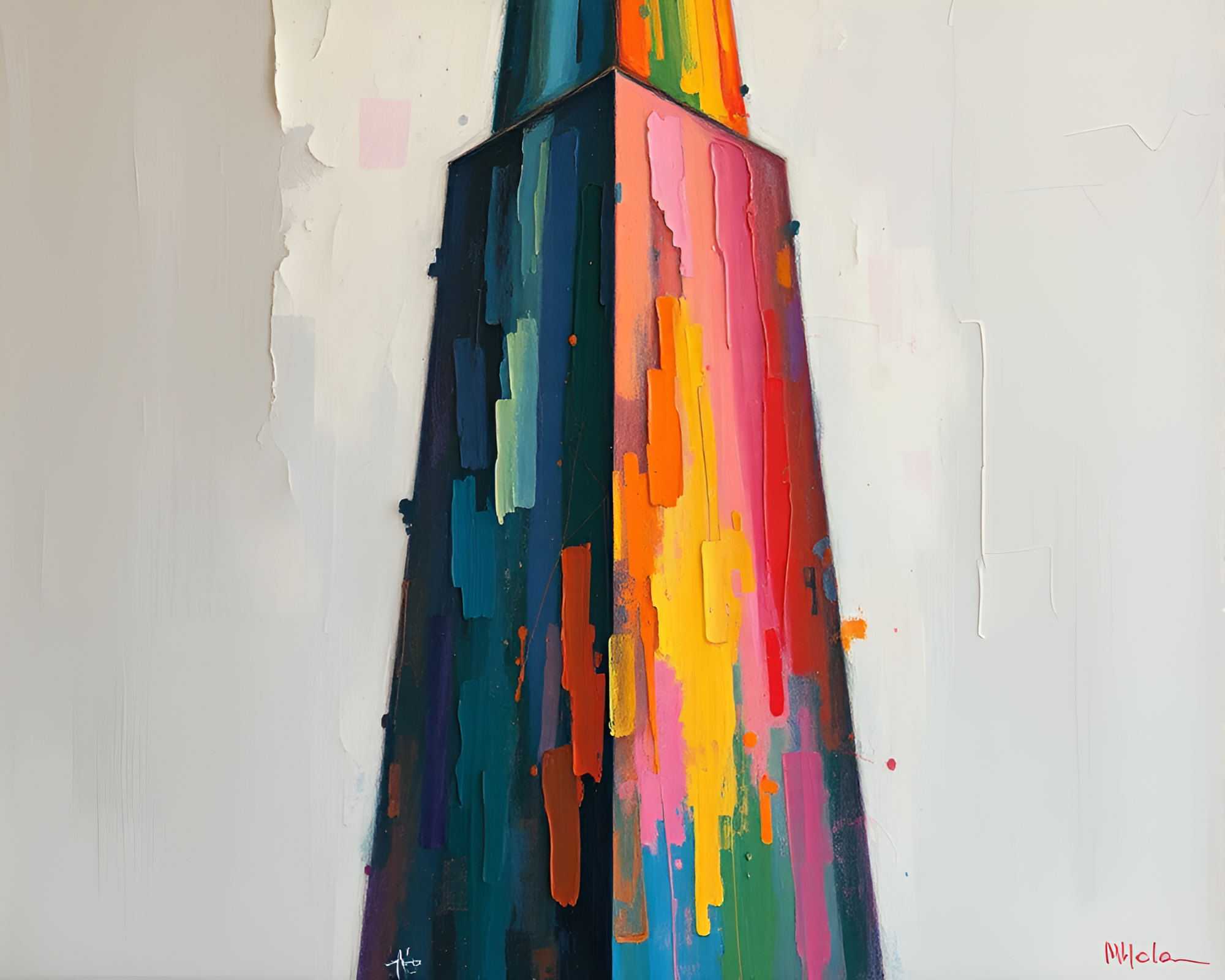 Tower on Muted Pastel Oil Slick Rainbow – free AI stock image