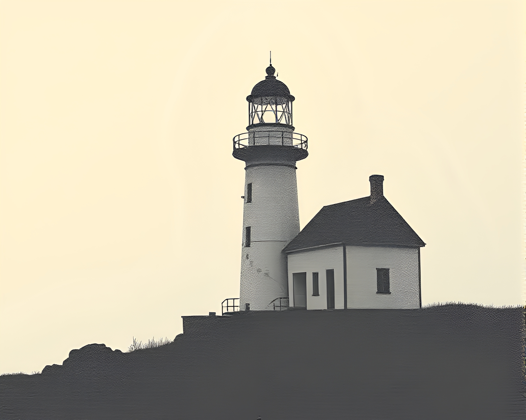 Desolate Halftone Lighthouse Gradients – free AI stock image