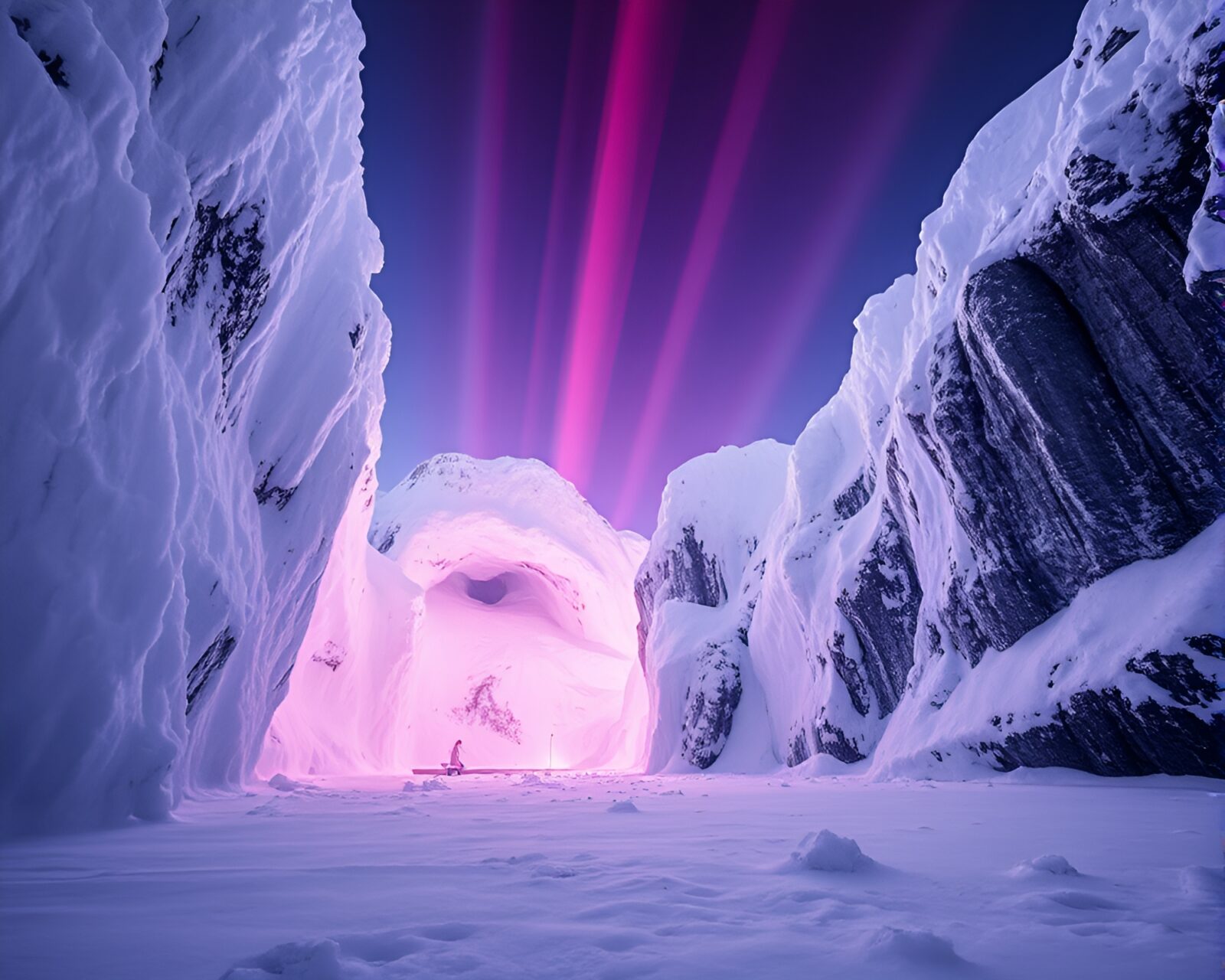 Surreal infrared light leaks in Antarctic whiteout conditions