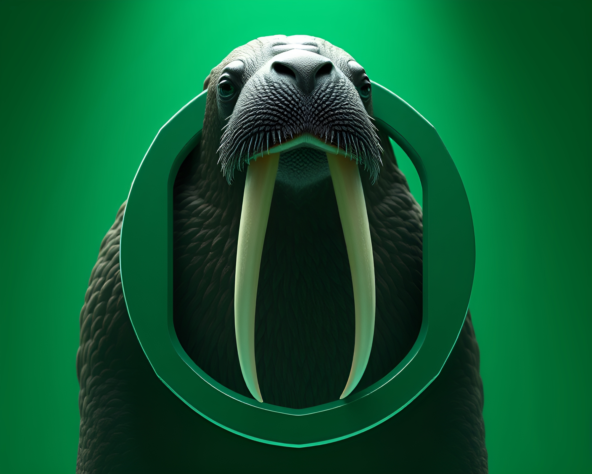 Emerald Walrus: High-Poly Frame Within Frame 3D Render – free AI stock image