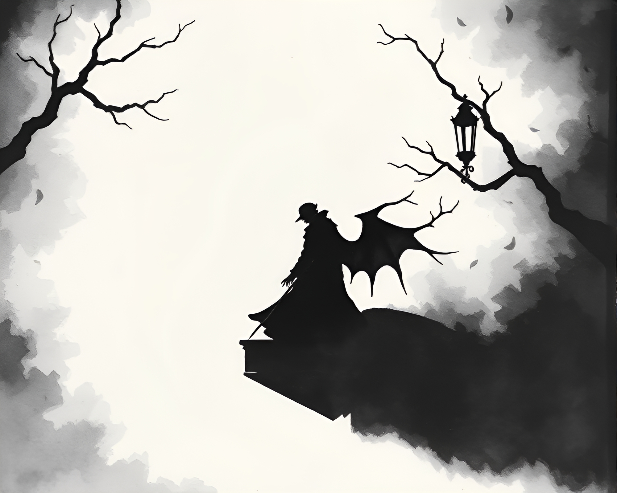 Ethereal Necromantic Shade: Poe Book in Negative Space – free AI stock image