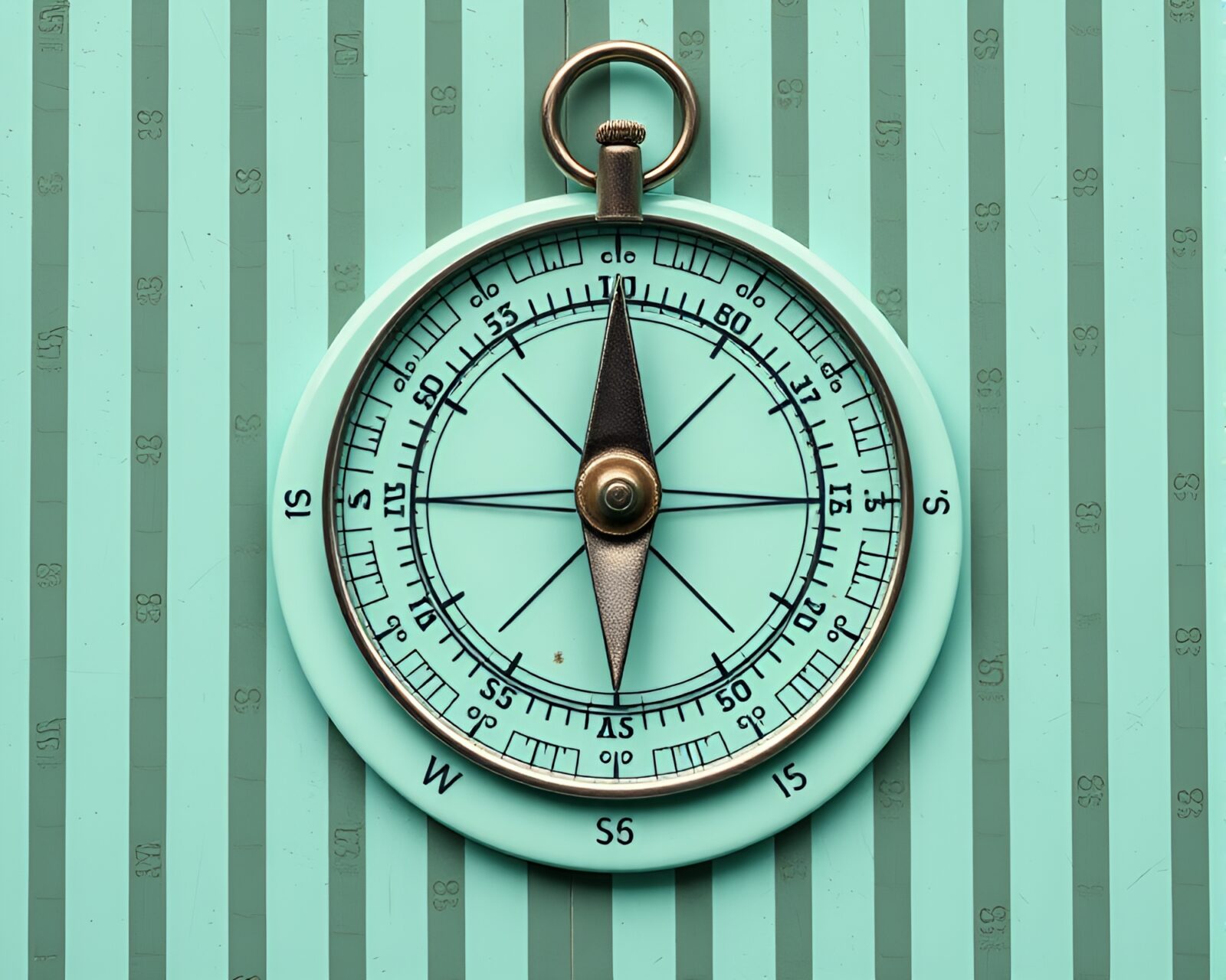 Retro sundial with striped pattern in mint green hues