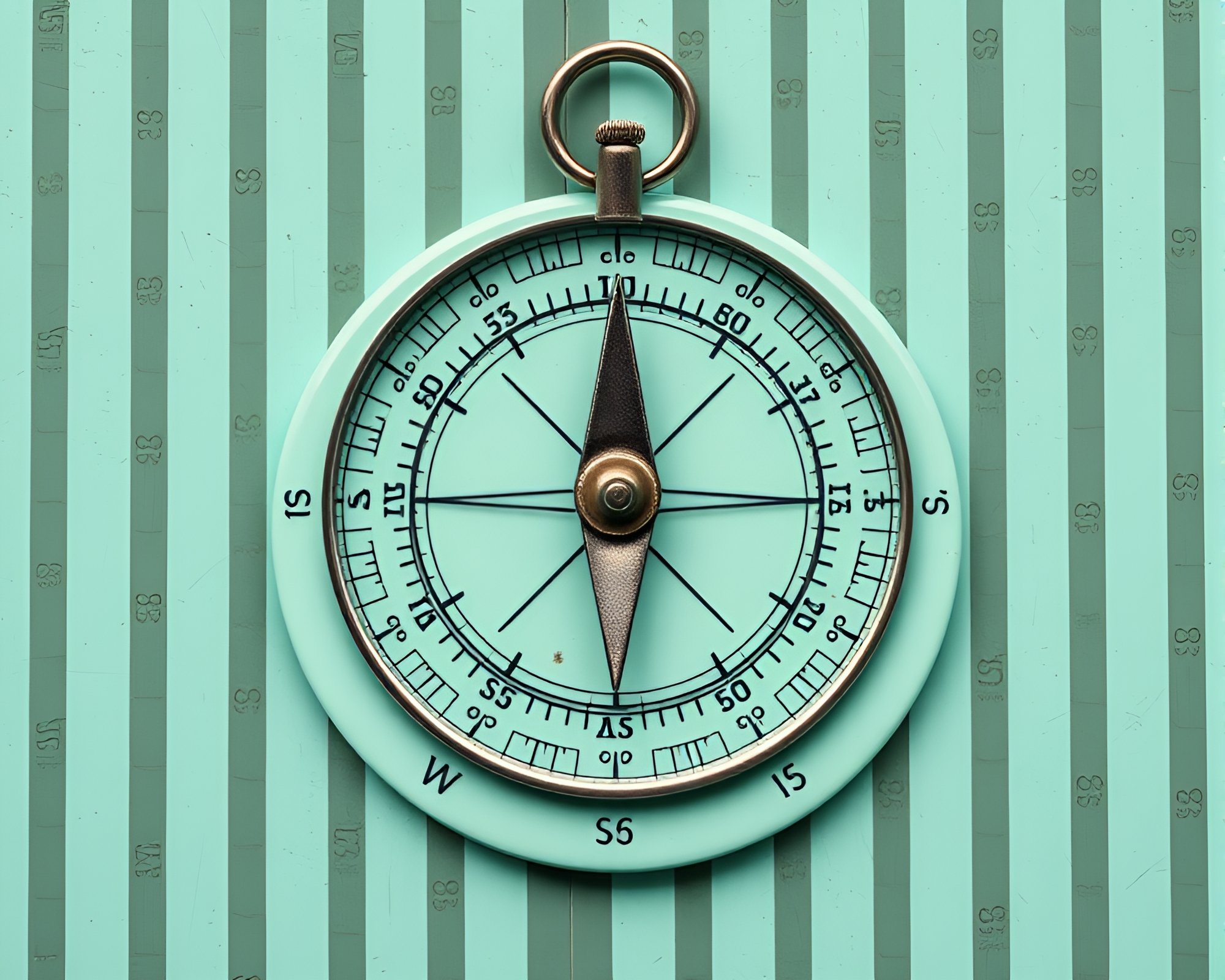 Vintage Pocket Sundial in Mint Green Stripes – free AI stock image