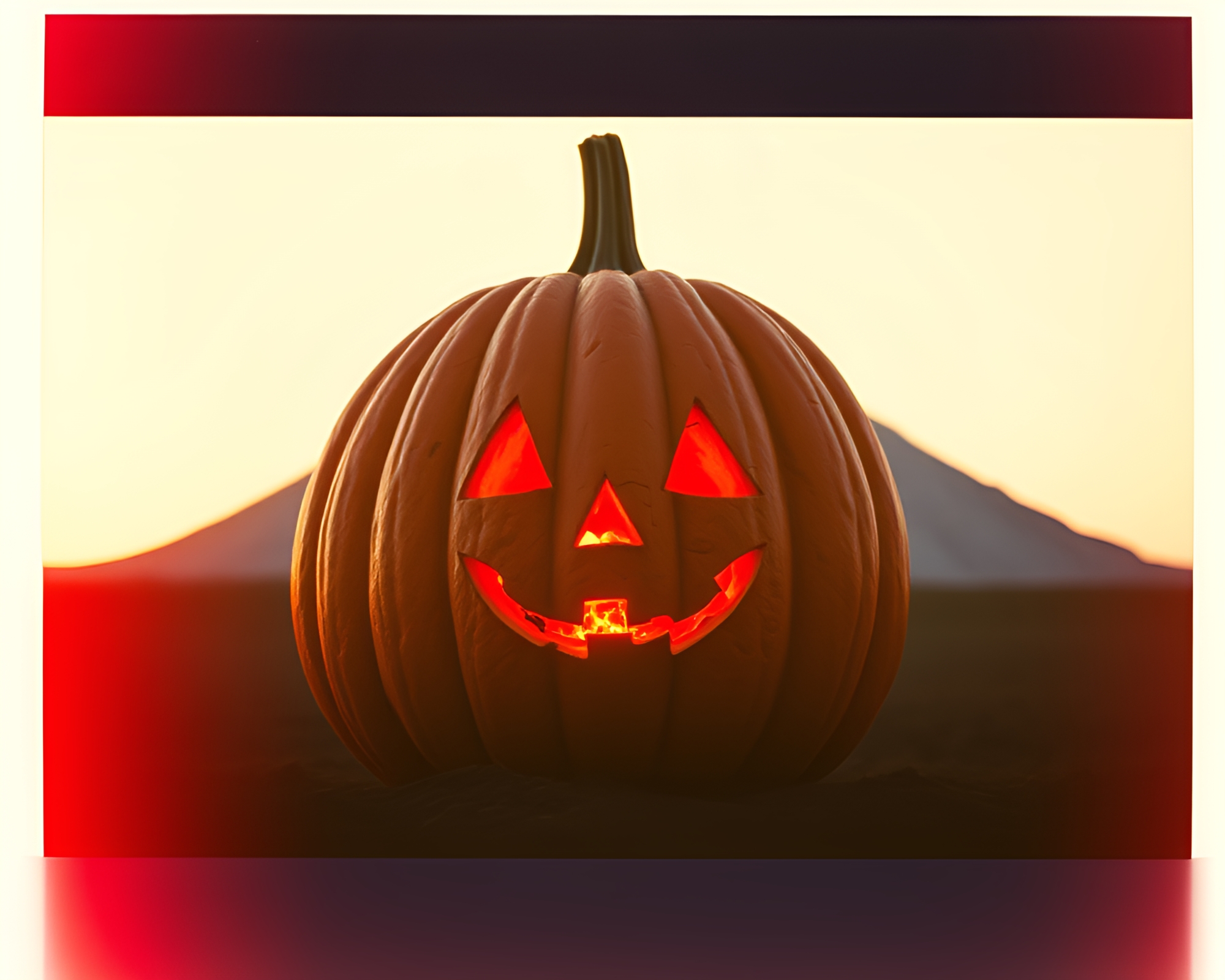 Volcano-Red Glow Illuminates Pumpkin Pie Portrait – free AI stock image