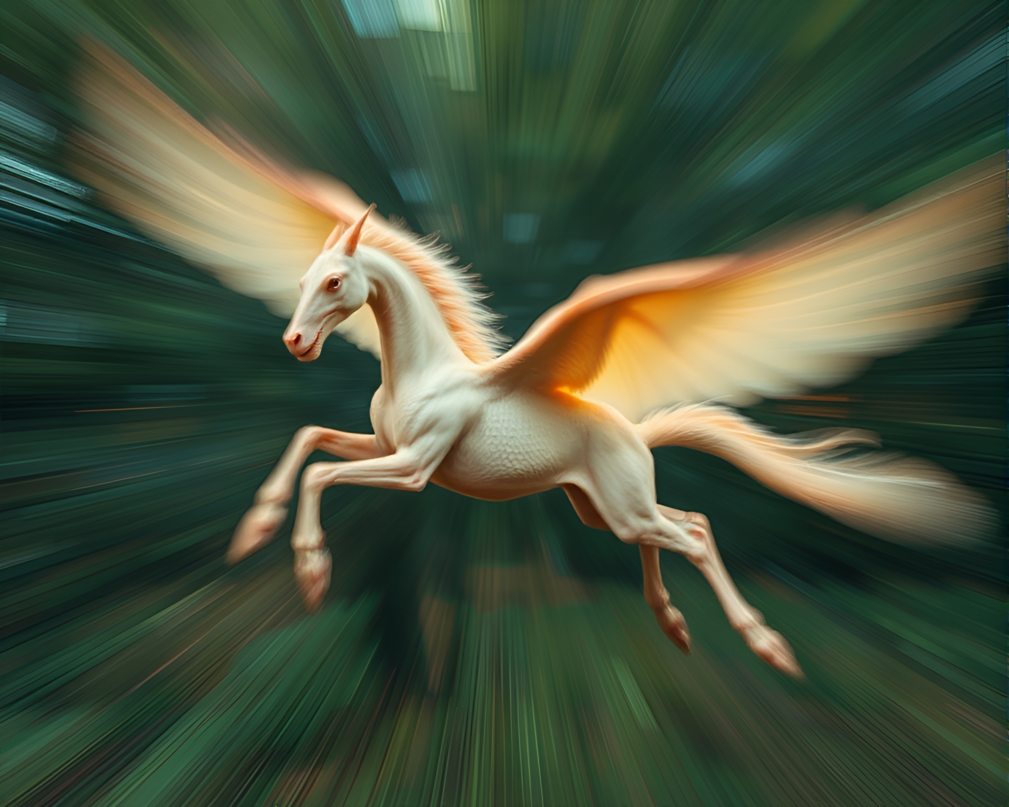 Chimera in Motion: Off-Center Cross-Processed Fantasy Beast – free AI stock image