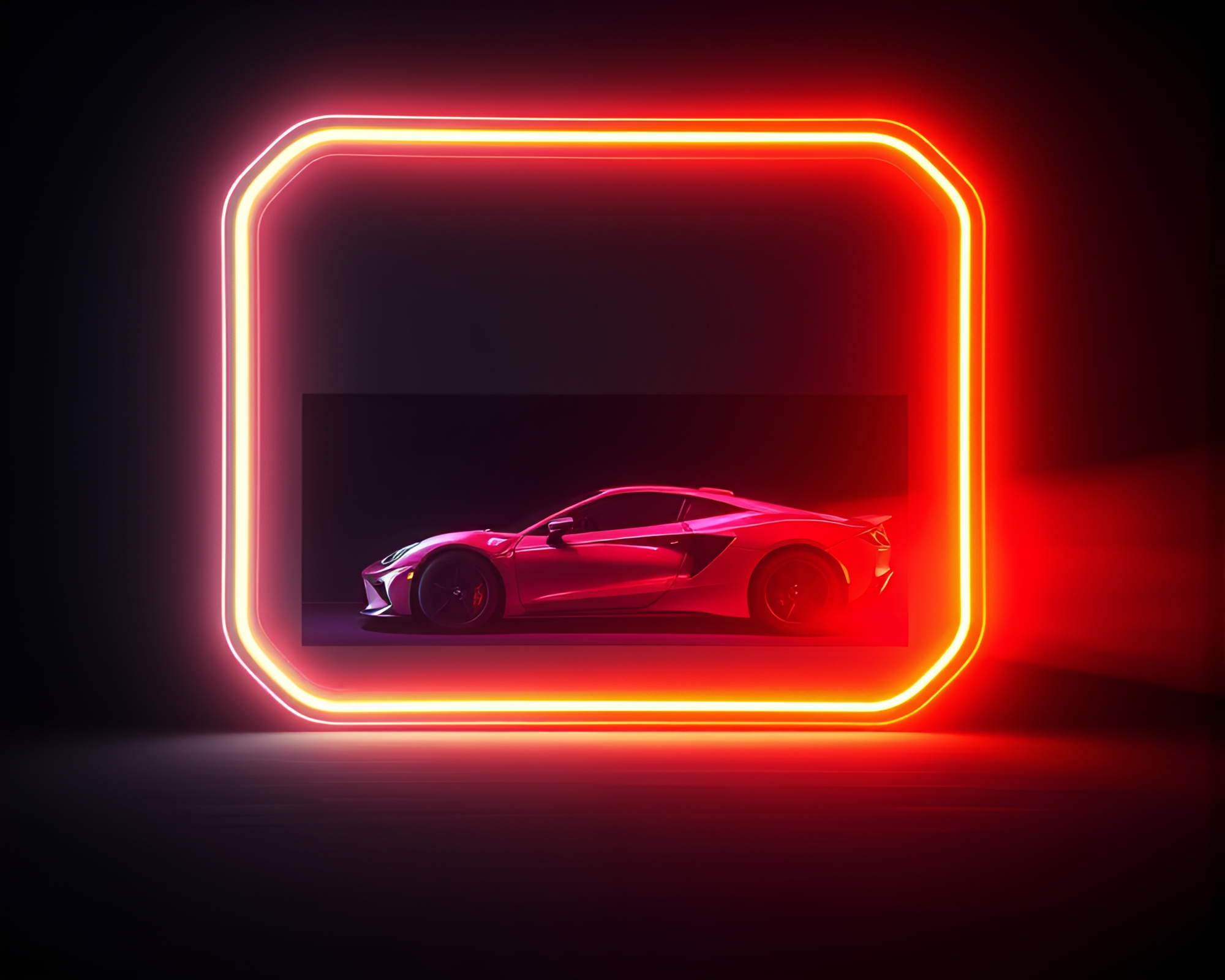 Neon Flying Car Frame Inception – free AI stock image