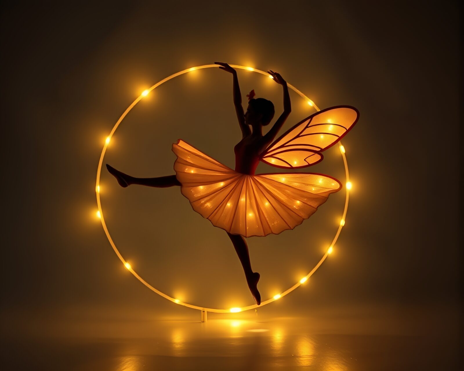 Ballet dancer in rim lighting with paper tear shapes adrift
