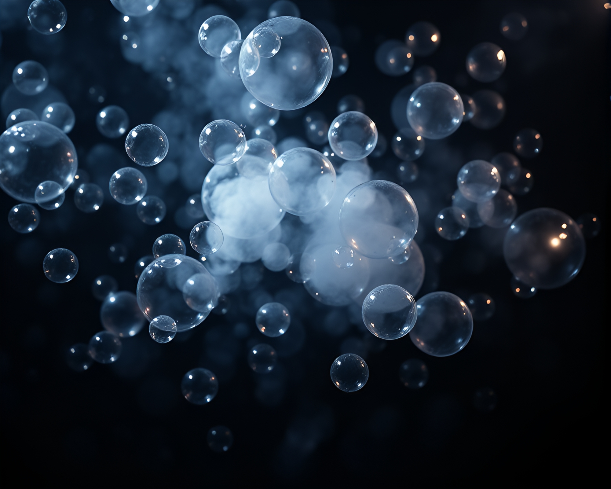 Llama surrounded by ethereal bubble clusters under softbox lighting – free AI stock image