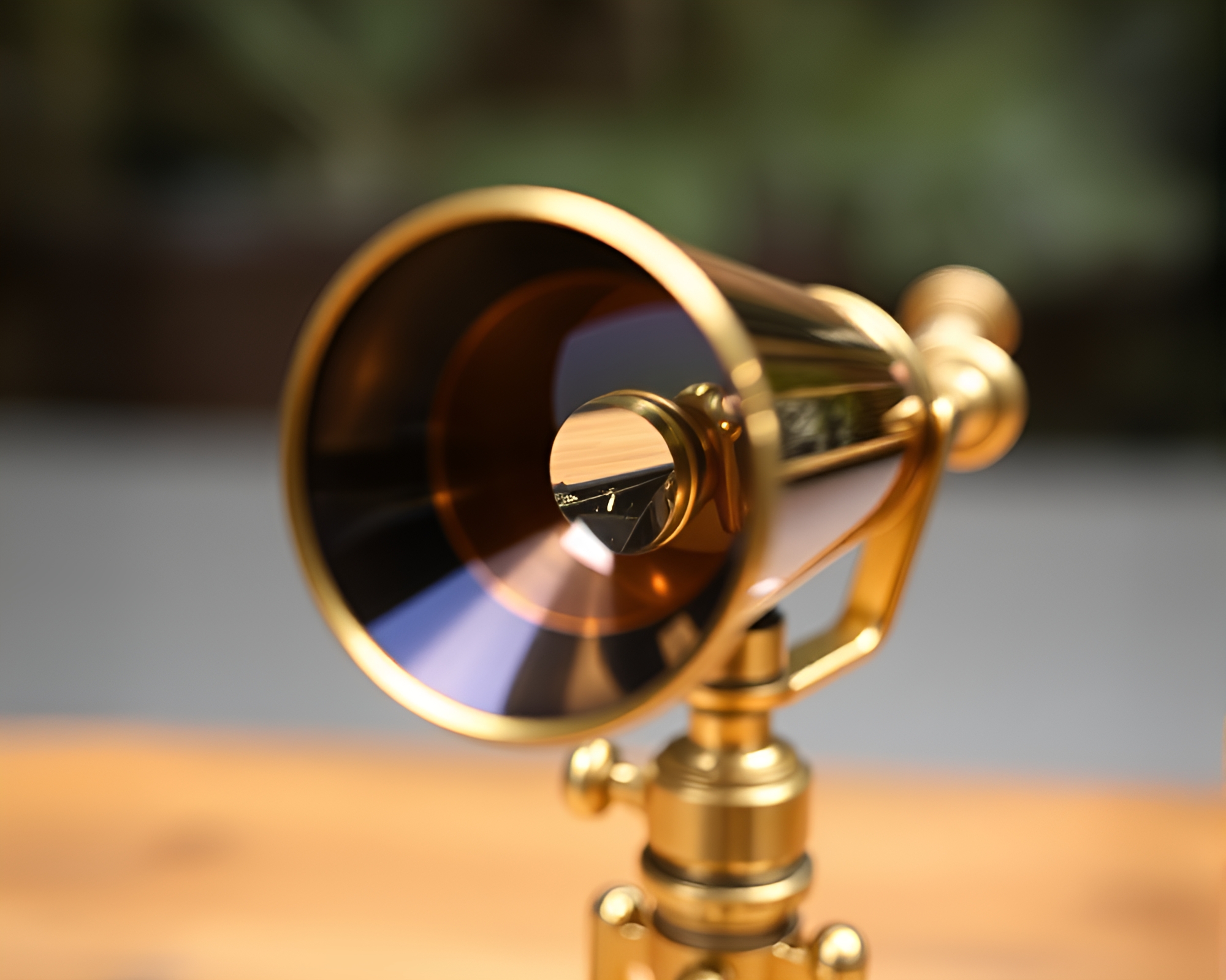 Brass telescope amidst prism light in motion blur – free AI stock image