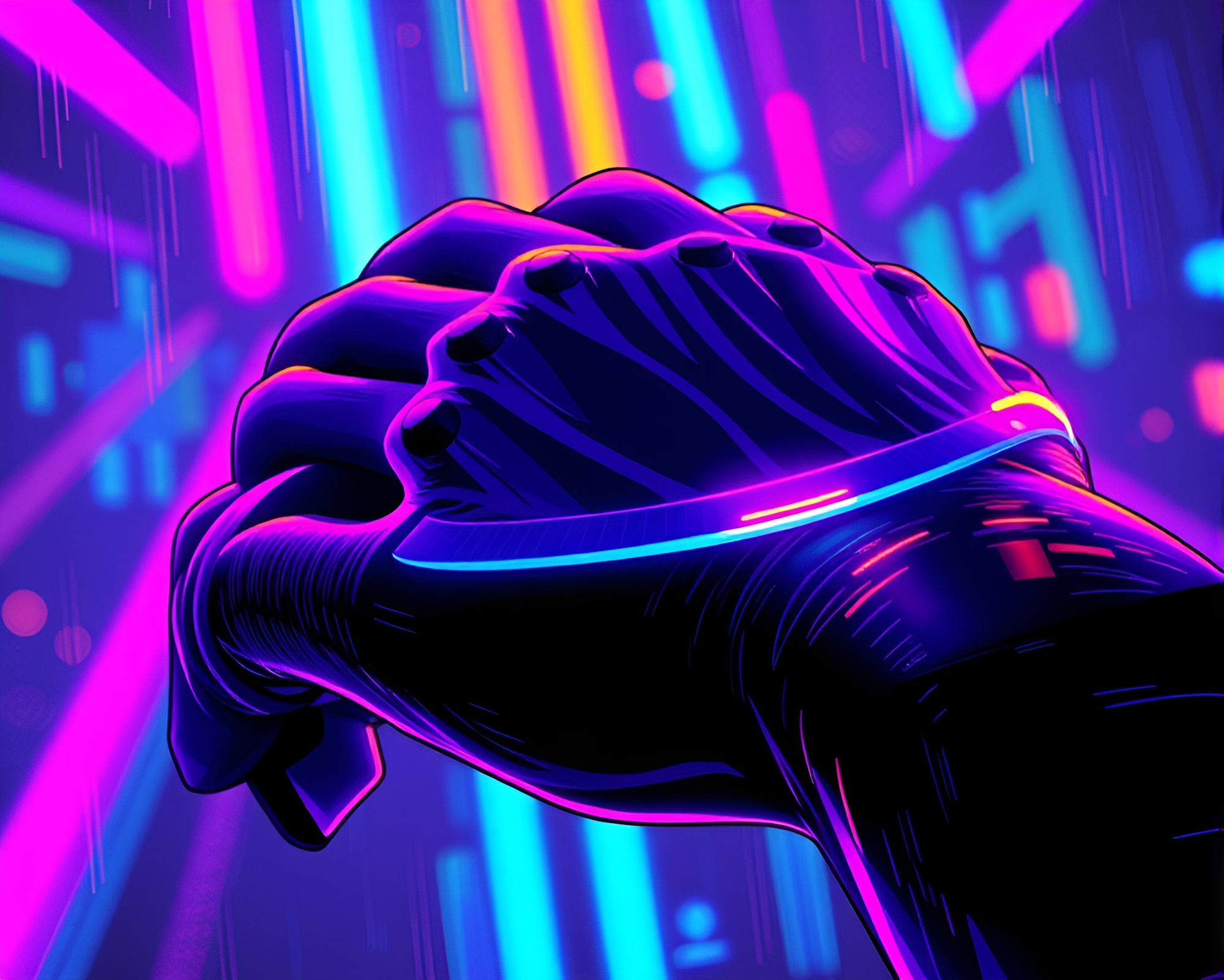 Neon Cyberpunk Bracelet Light Leak Illustration – free AI stock image