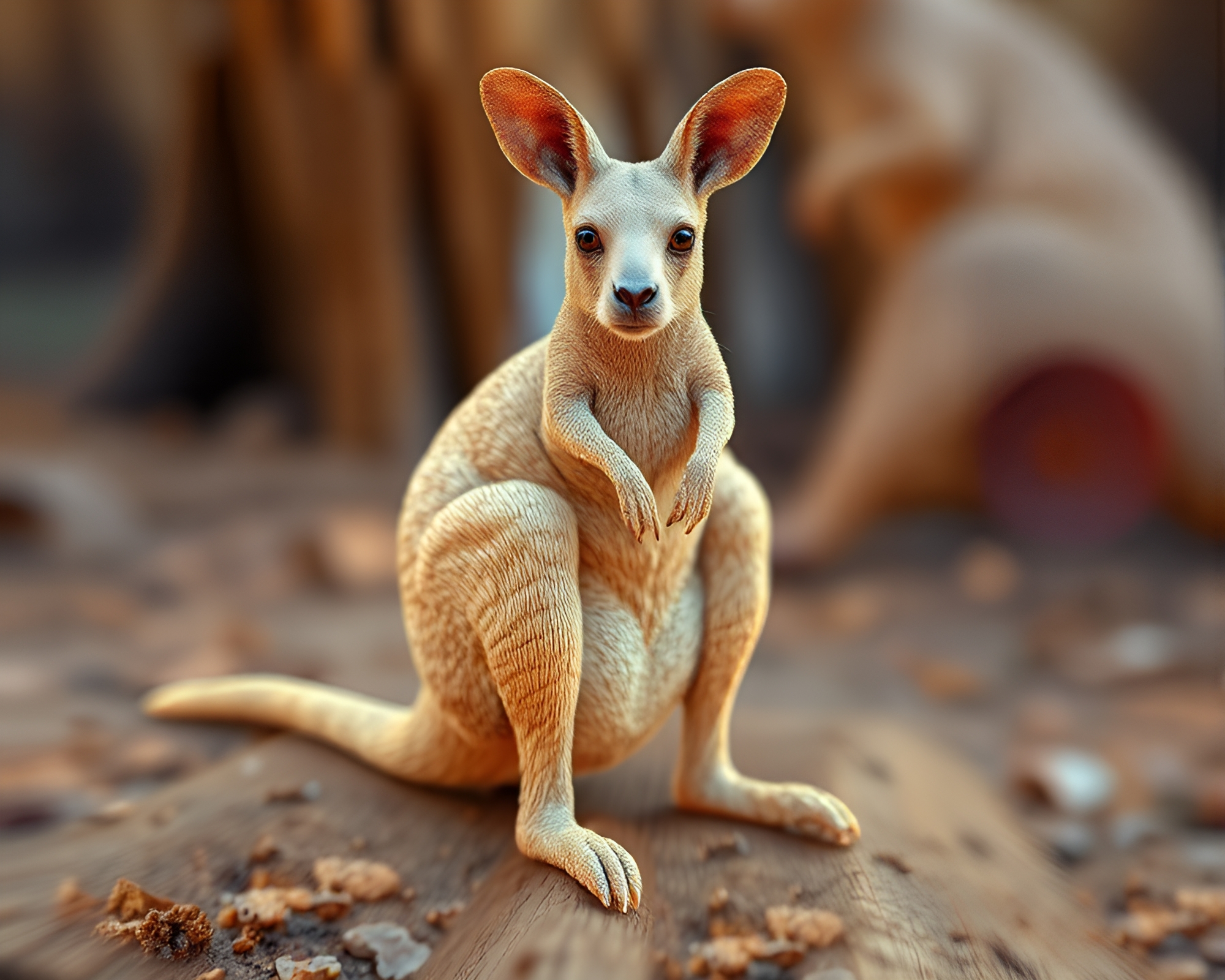Prism Kangaroo in Procedural Wood Grain Landscape – free AI stock image