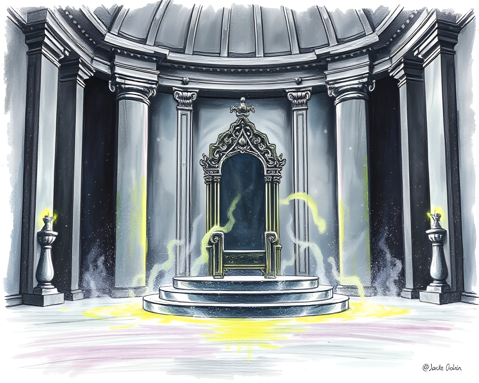 Plateau Throne Room Illuminated by Dust Particles – free AI stock image