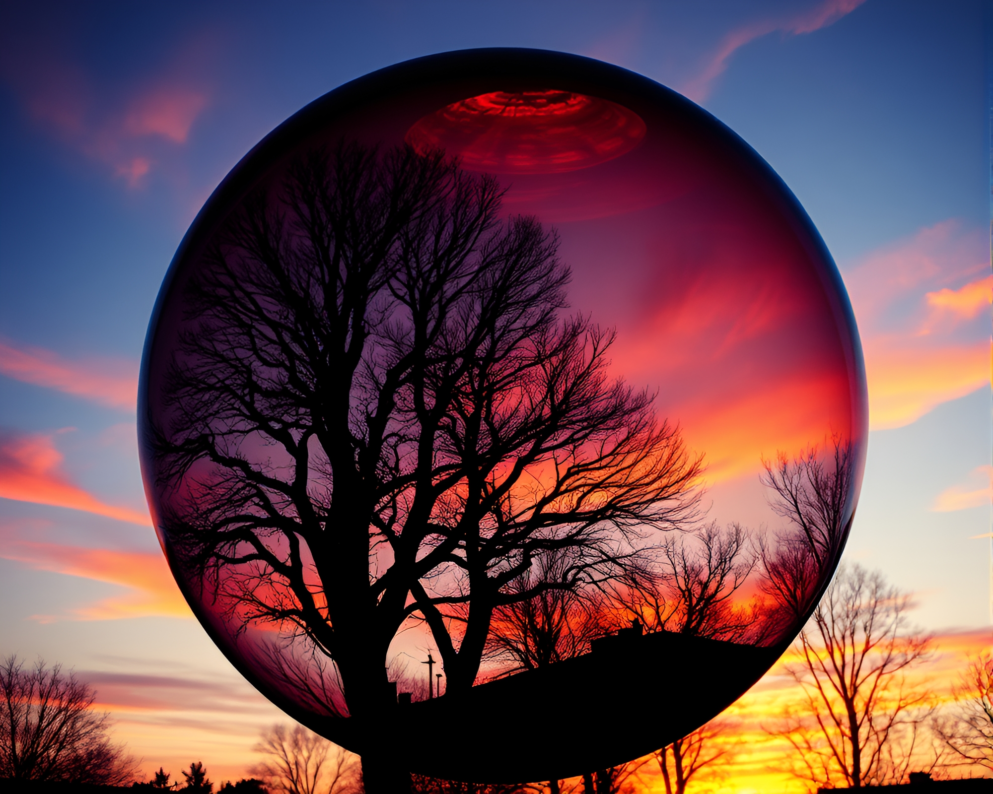Sunset Stained Glass Double Exposure Artwork – free AI stock image