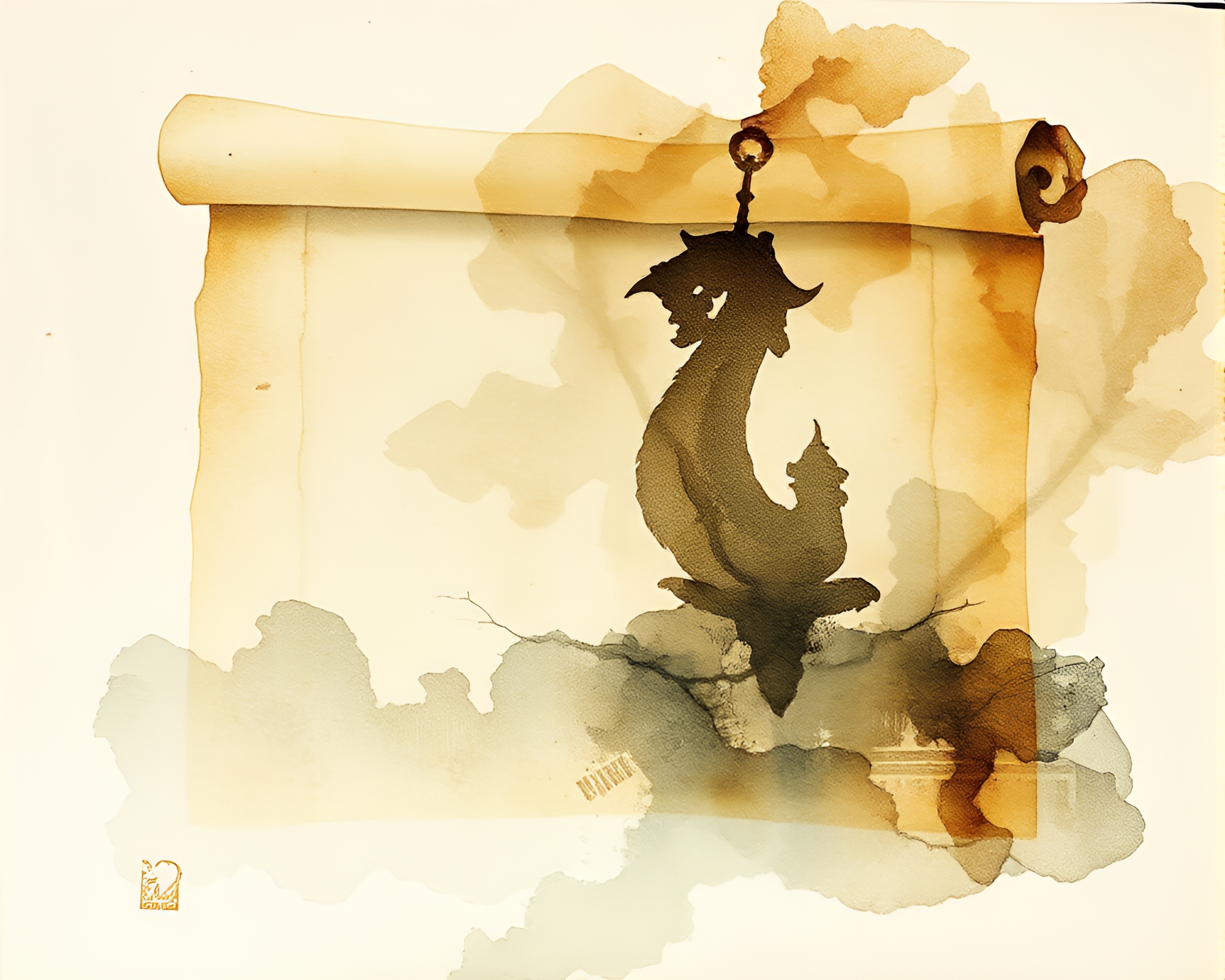Enigmatic Ancient Scroll Double Exposure Art – free AI stock image