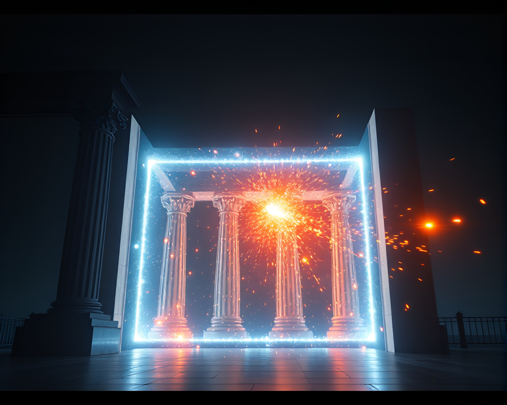 Futuristic Antimatter Grenade Architectural Illumination – free AI stock image