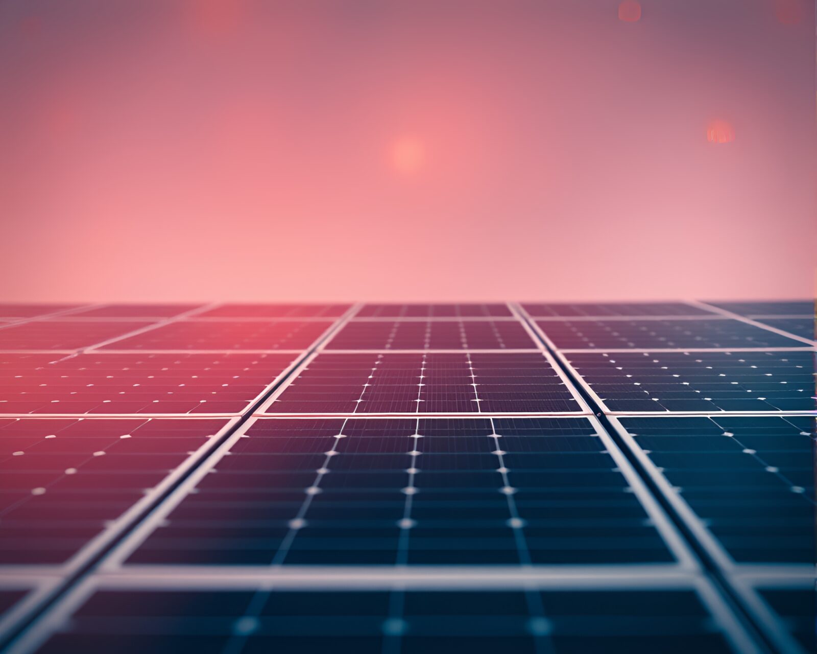 Close-up view of distorted solar panels in artistic lighting