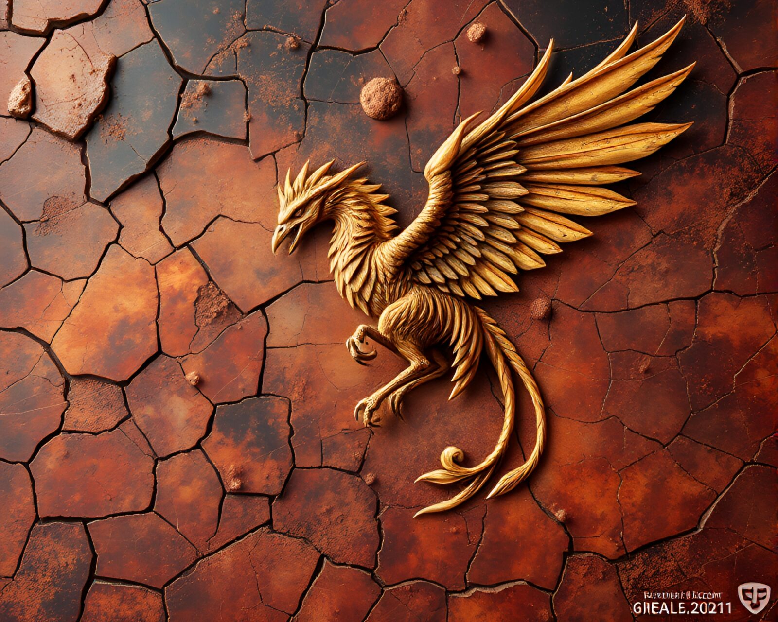 Hyper-realistic image of majestic gryphon in cosmic atmosphere.