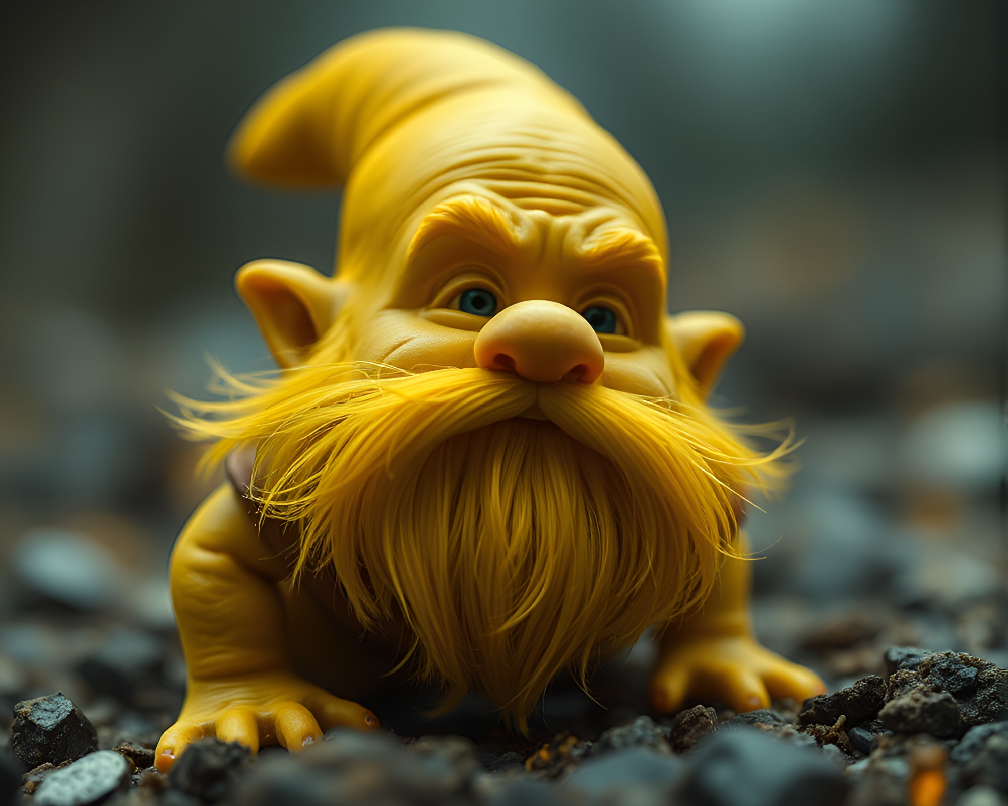 Dwarf Kingdom in Monochrome Yellow: Hyper-Realistic Macro Detail – free AI stock image