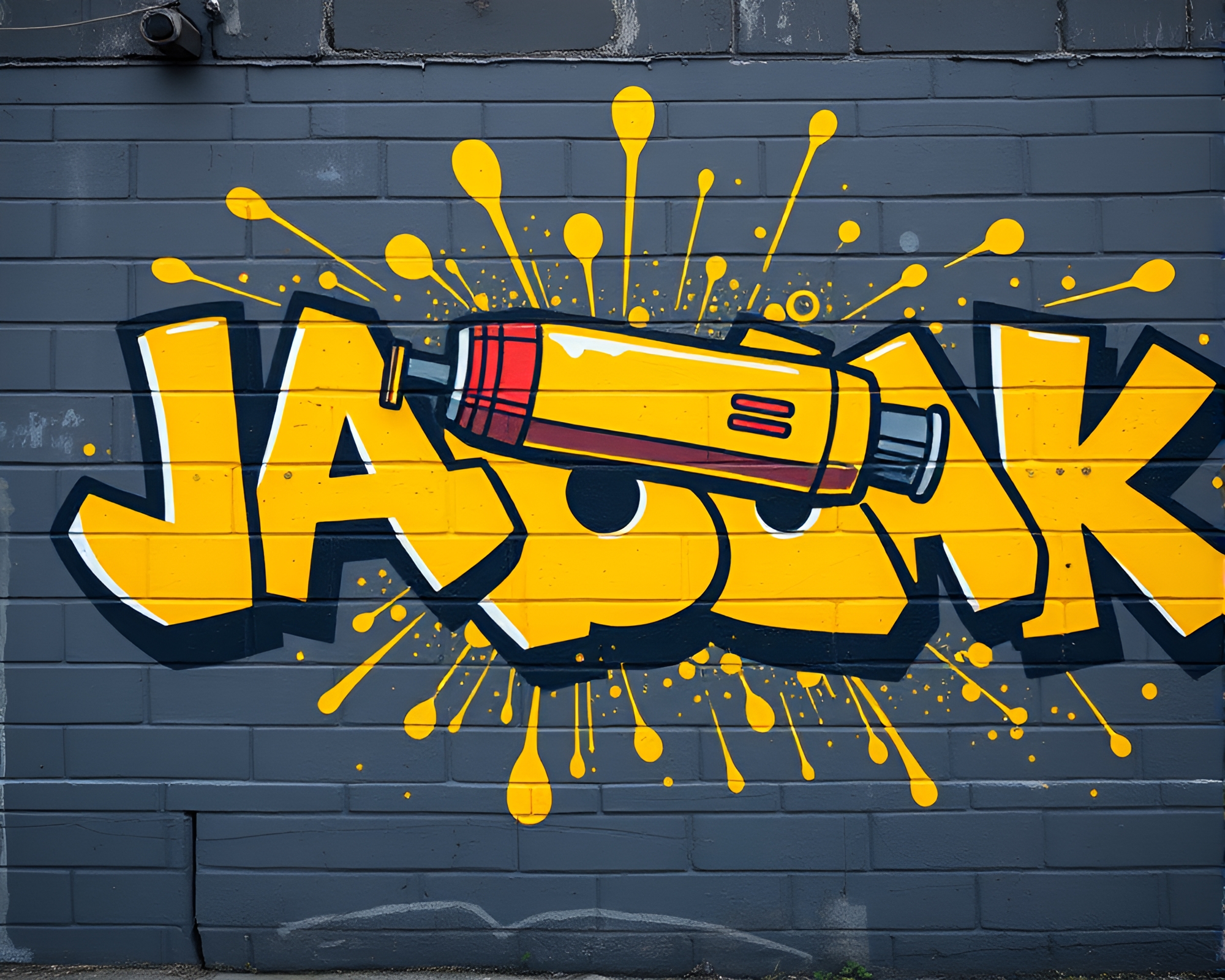 Jetpack Graffiti: Mustard Yellow Pop Particle Simulation Art – free AI stock image