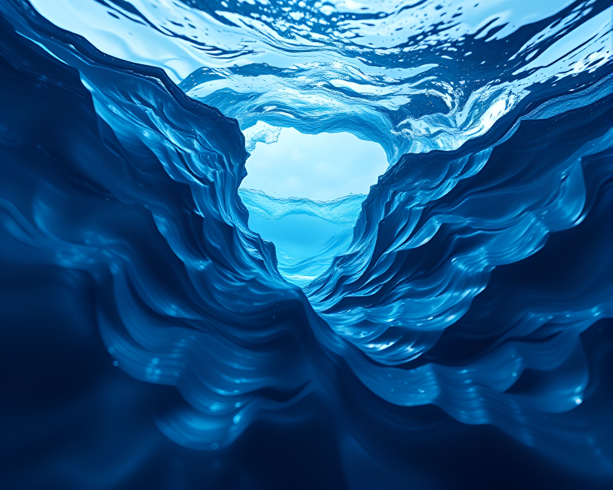 Prismatic Ocean Portal in Ambient Blue Light – free AI stock image