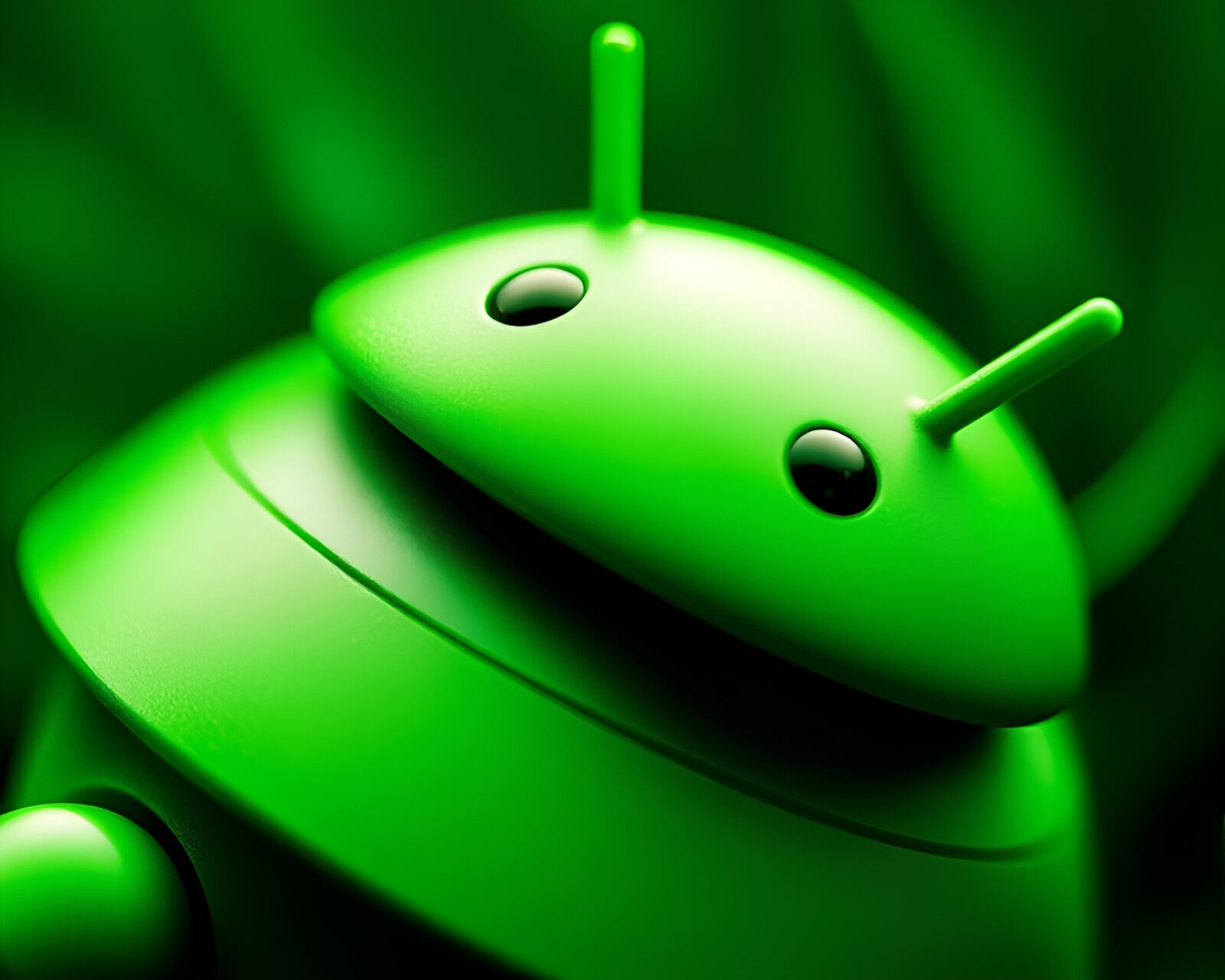 Detailed monochrome green android circuitry with selective color accents
