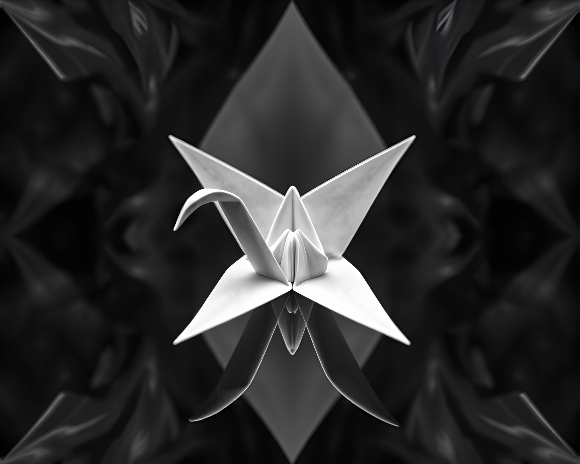 Origami Crane Mirror Symmetry Ambient Occlusion Artwork – free AI stock image