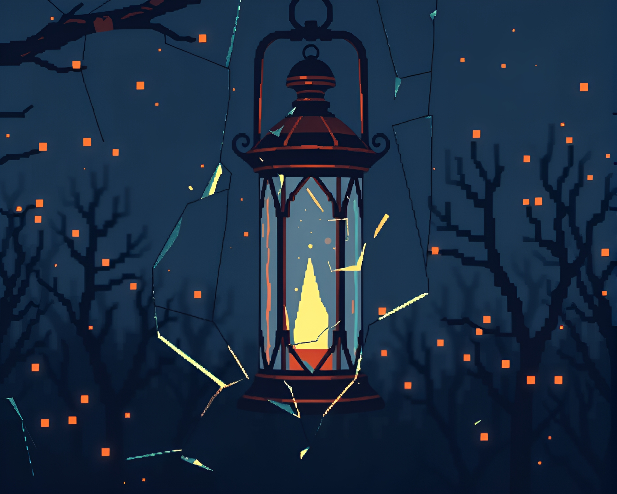 Satyr in Lantern Light with Broken Glass Reflection – free AI stock image