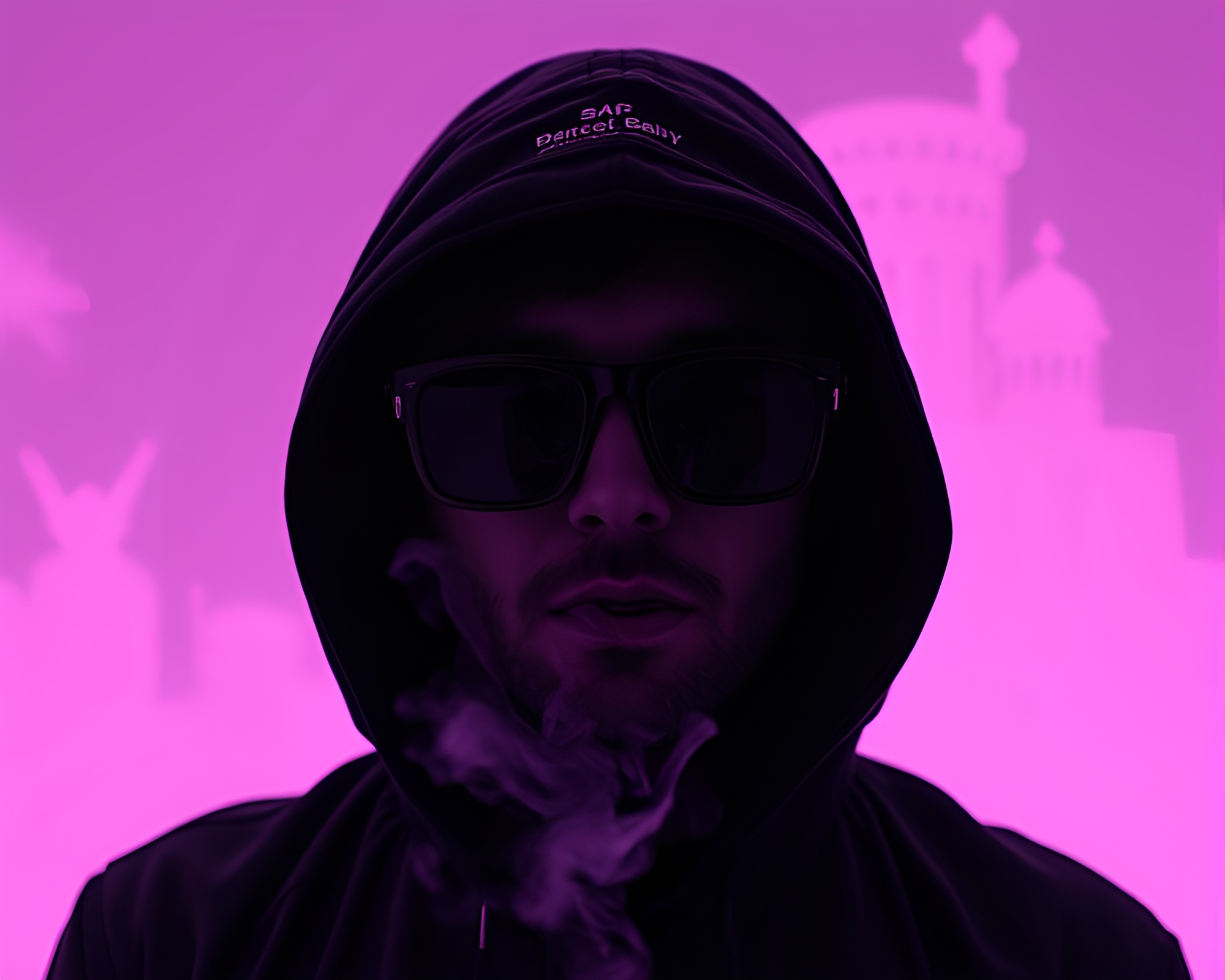 Cryptic Infrared Drone Lost in Vaporwave Indigo Mystery – free AI stock image